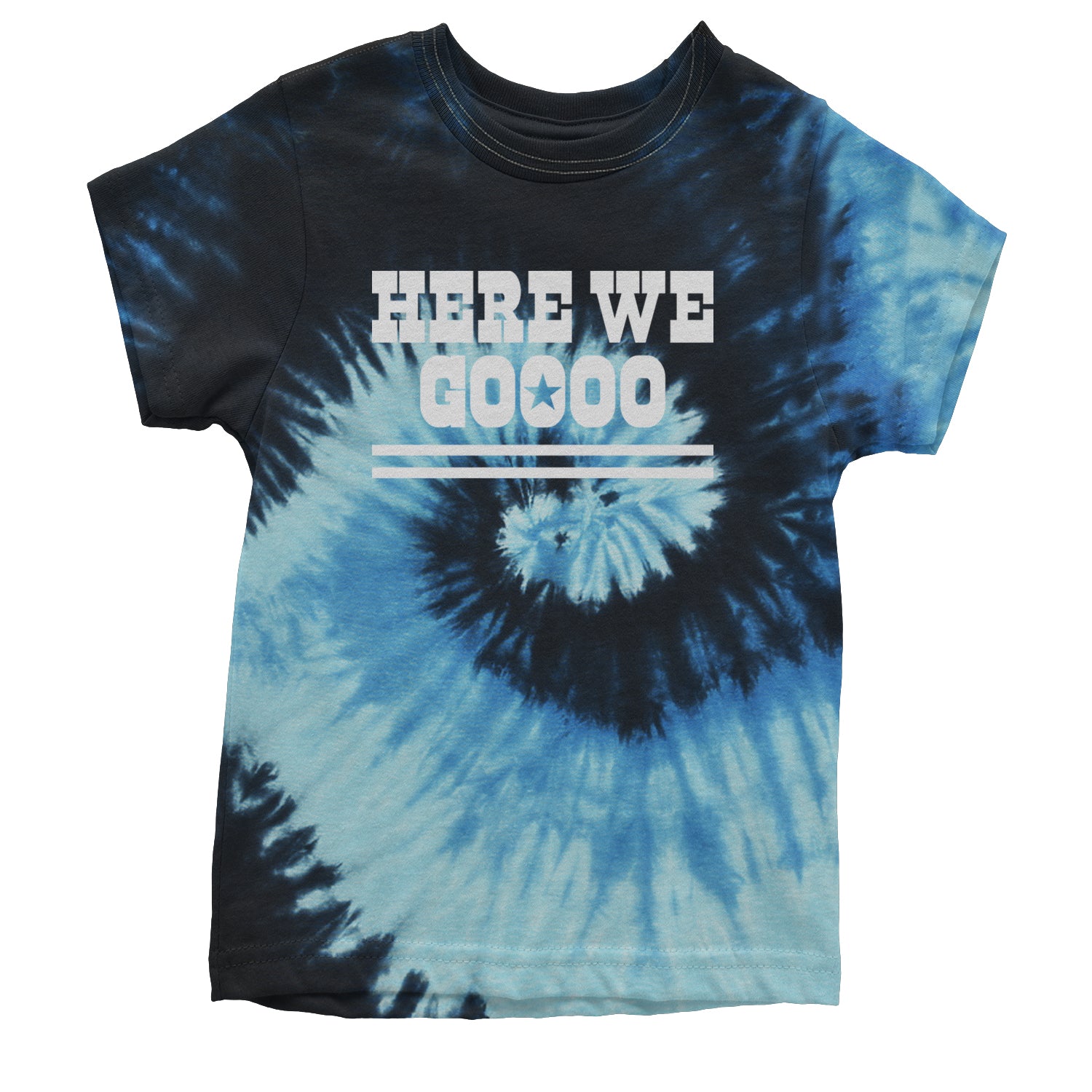 Here We Go Dem Boys Dallas Football Youth T-shirt Tie-Dye Blue Ocean