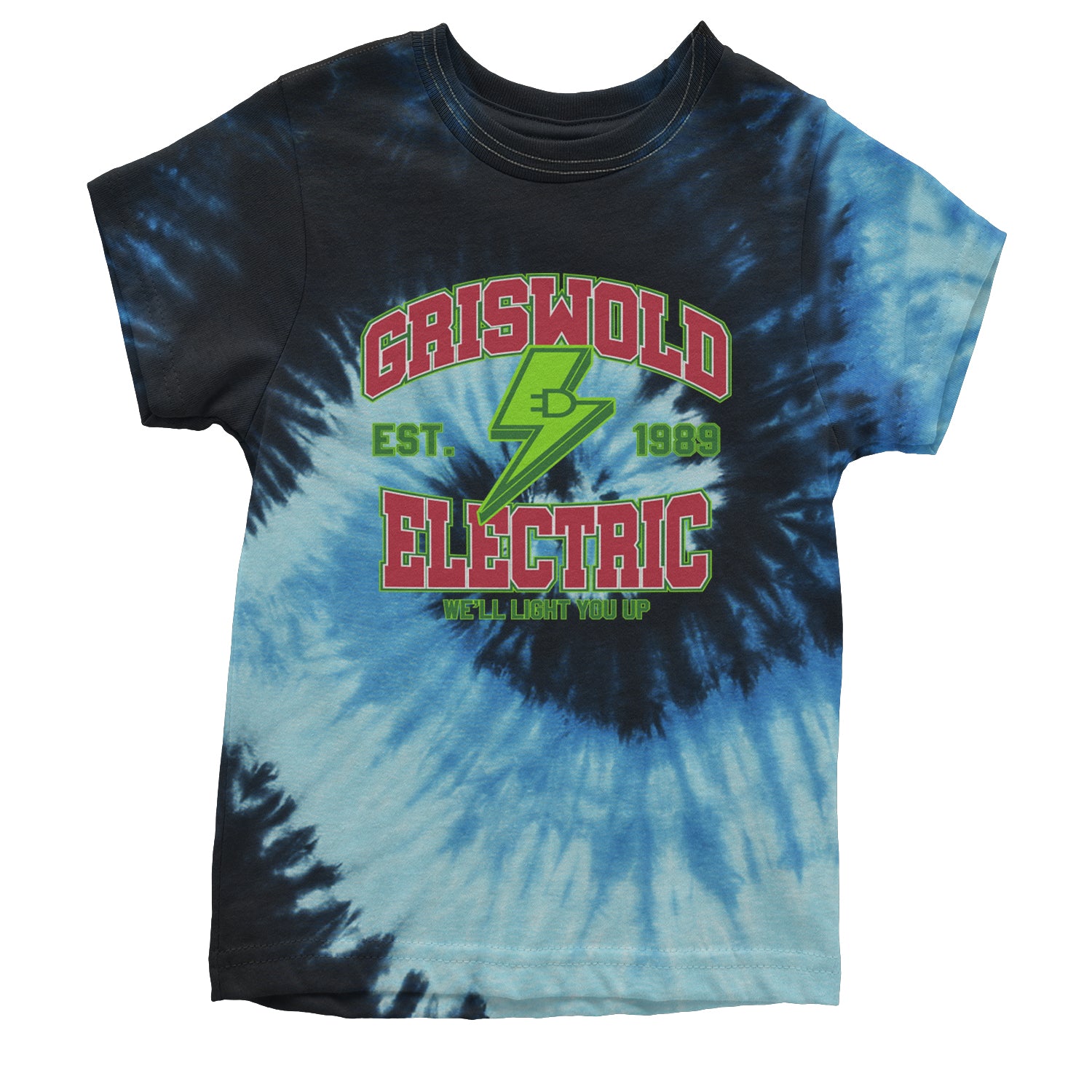 Griswold Electric We'll Light You Up Youth T-shirt Tie-Dye Blue Ocean