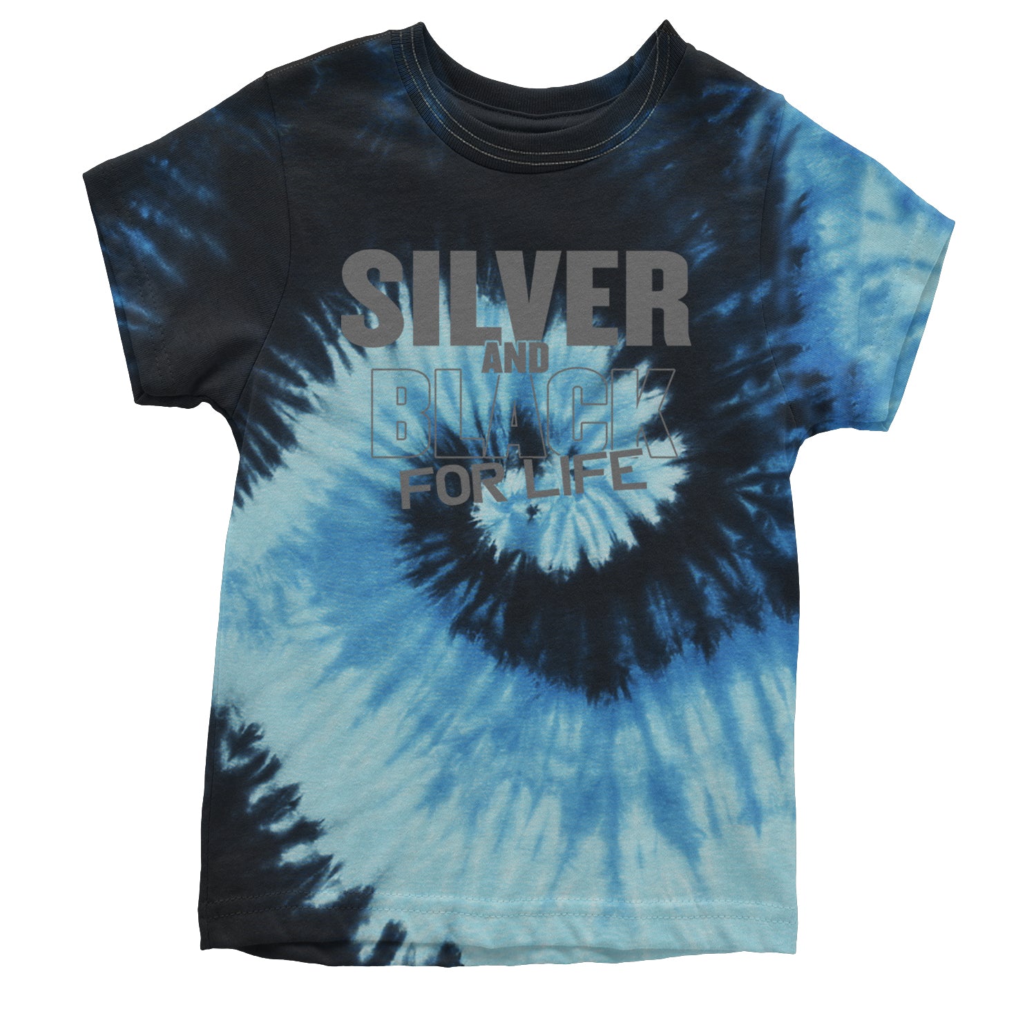 Silver And Black For Life Football Fan Youth T-shirt Tie-Dye Blue Ocean