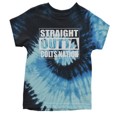 Straight Outta Colts Nation Football  Youth T-shirt Tie-Dye Blue Ocean