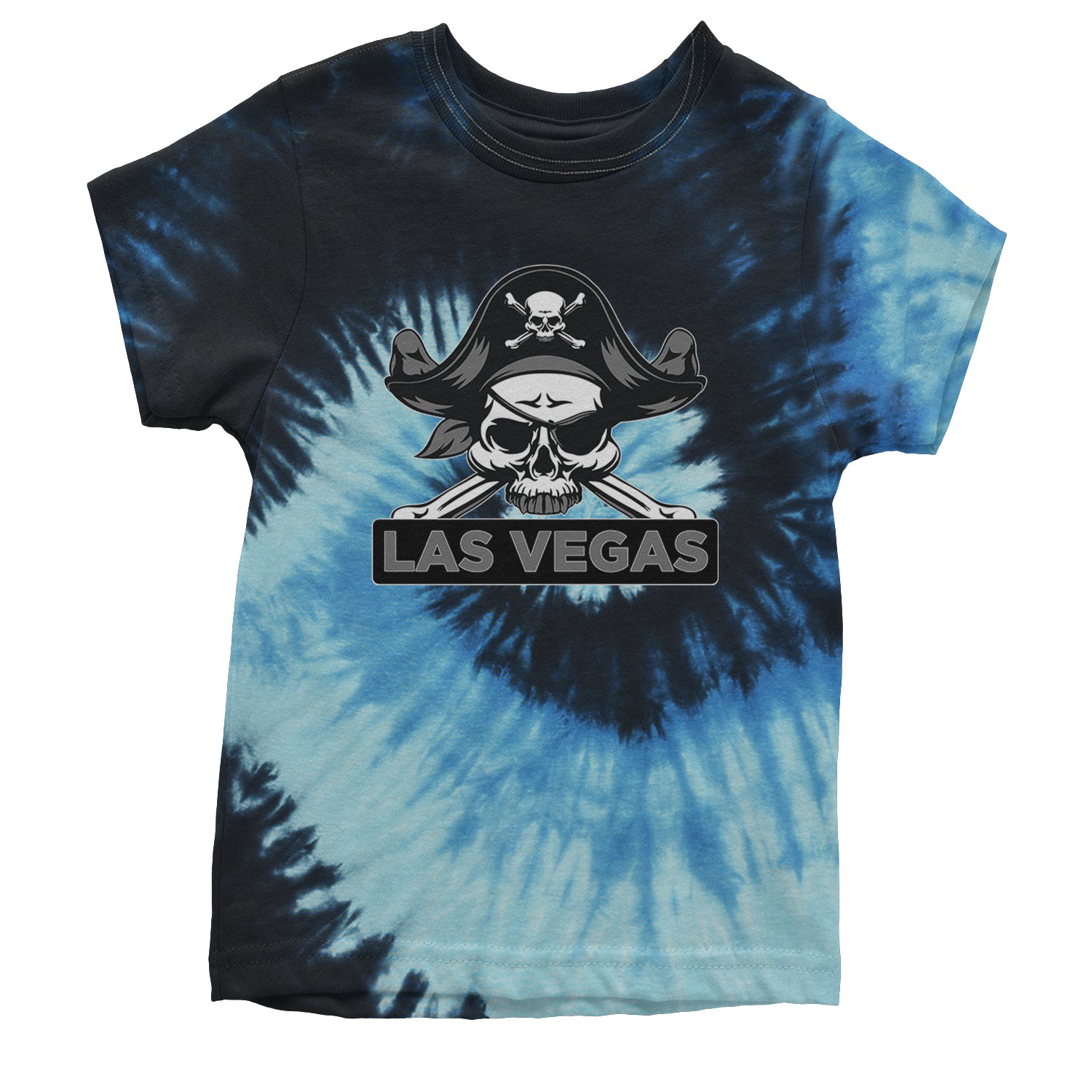 Raider Skull Straight Outta Las Vegas Youth T-shirt Tie-Dye Blue Ocean