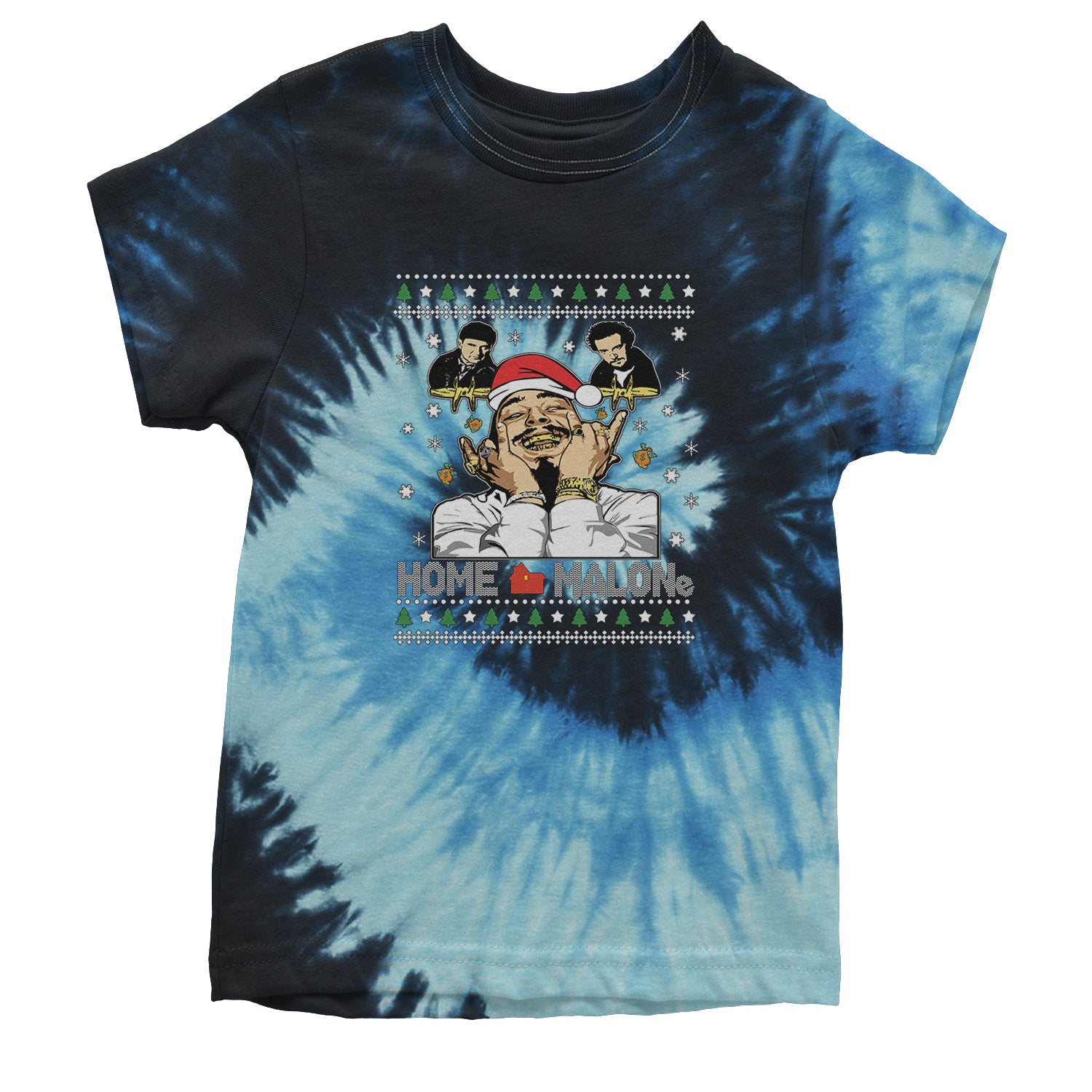 Home Malone Ugly Christmas Youth T-shirt Tie-Dye Blue Ocean