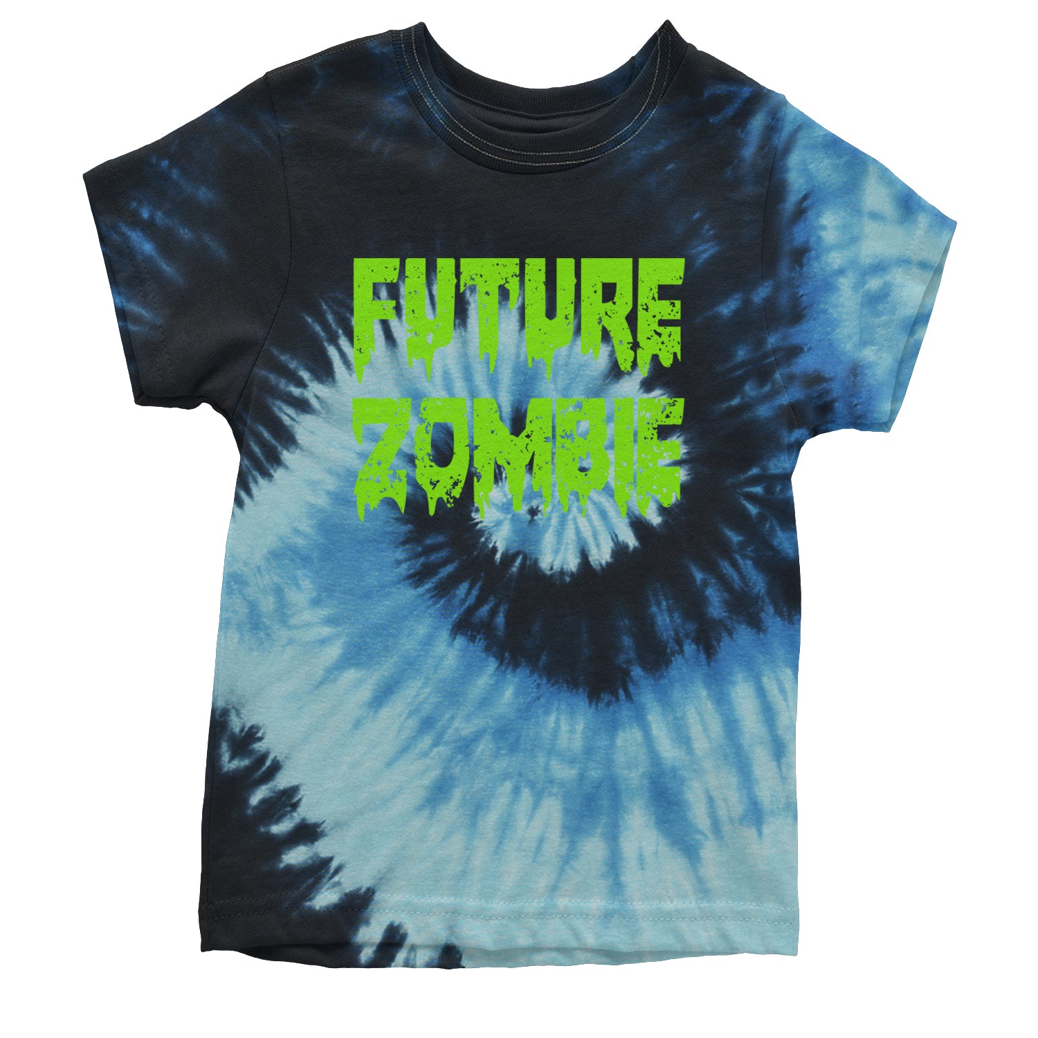 Future Zombie Horror Youth T-shirt Tie-Dye Blue Ocean