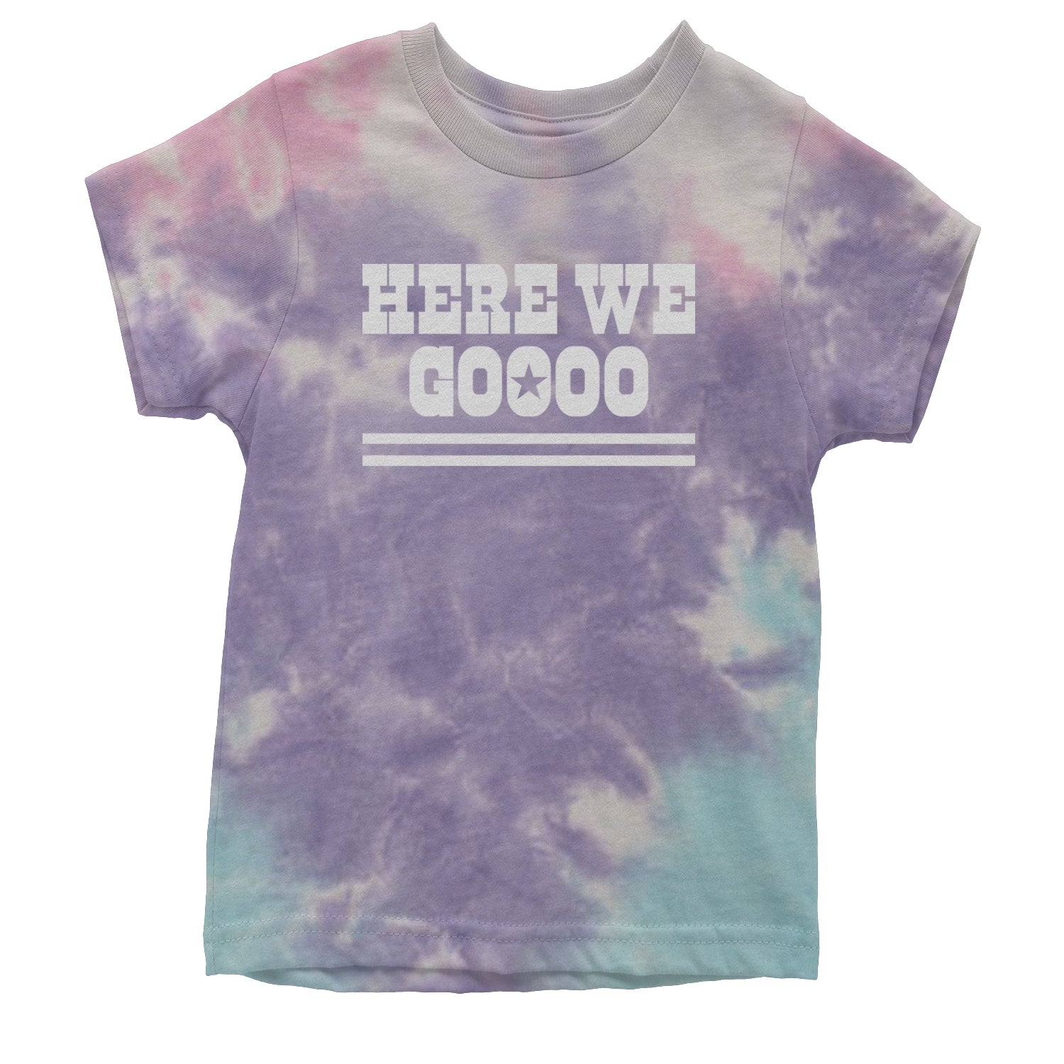 Here We Go Dem Boys Dallas Football Youth T-shirt Tie-Dye Cotton Candy