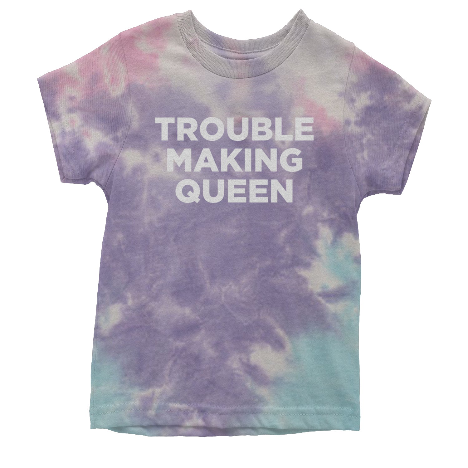 Trouble Making Queen Material Girl Celebration Youth T-shirt Tie-Dye Cotton Candy