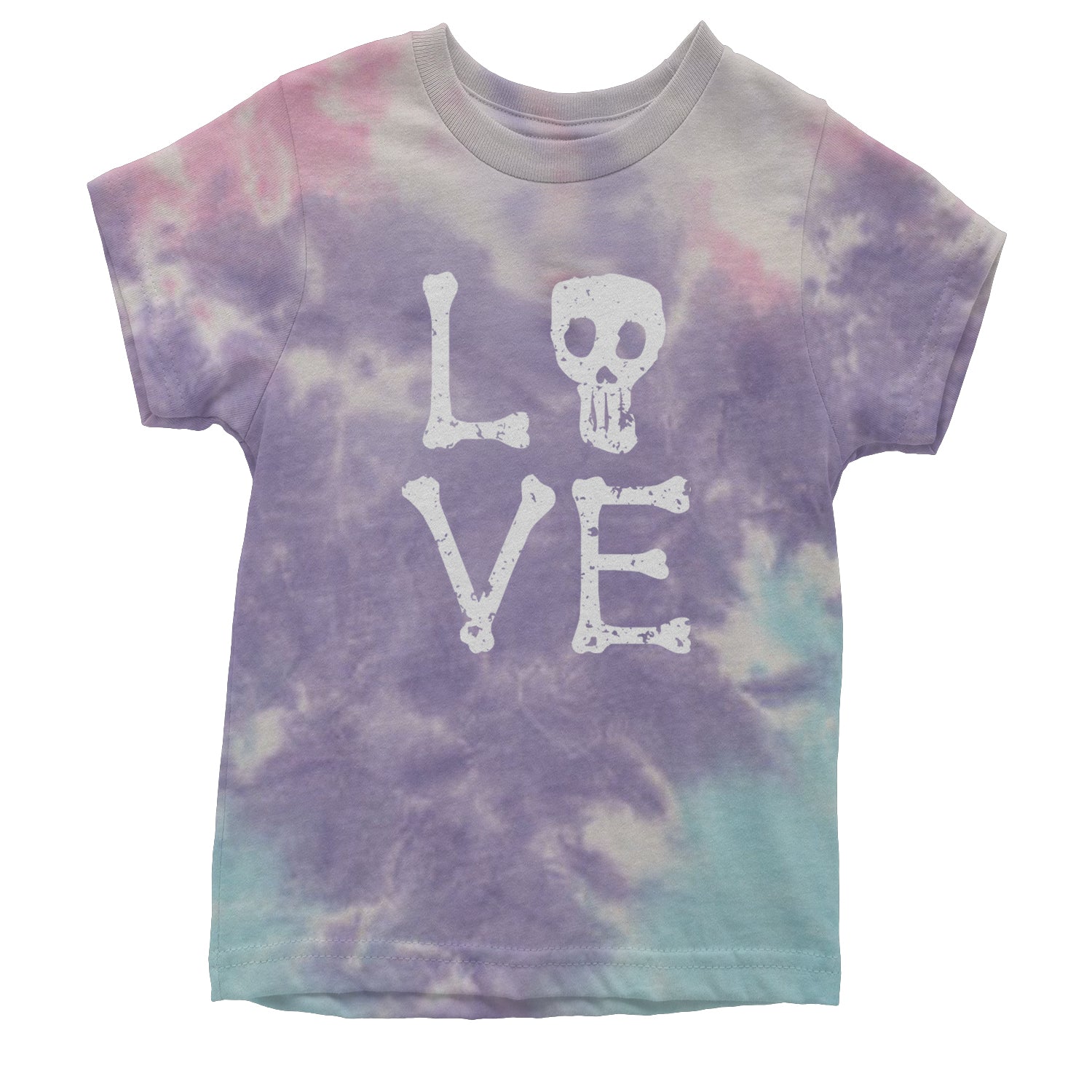 Love Skeleton Bones Youth T-shirt Tie-Dye Cotton Candy