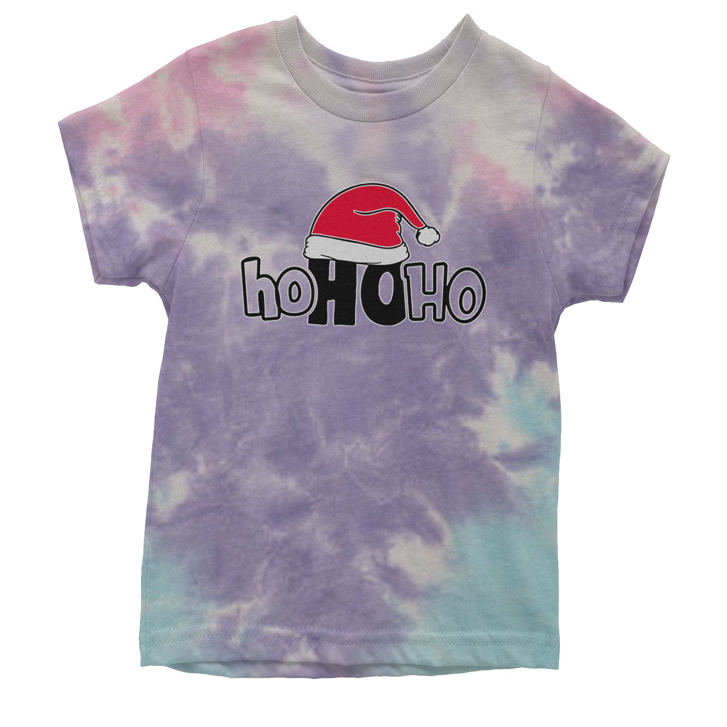 Ho Ho Ho Santa Christmas Hat Youth T-shirt Tie-Dye Cotton Candy