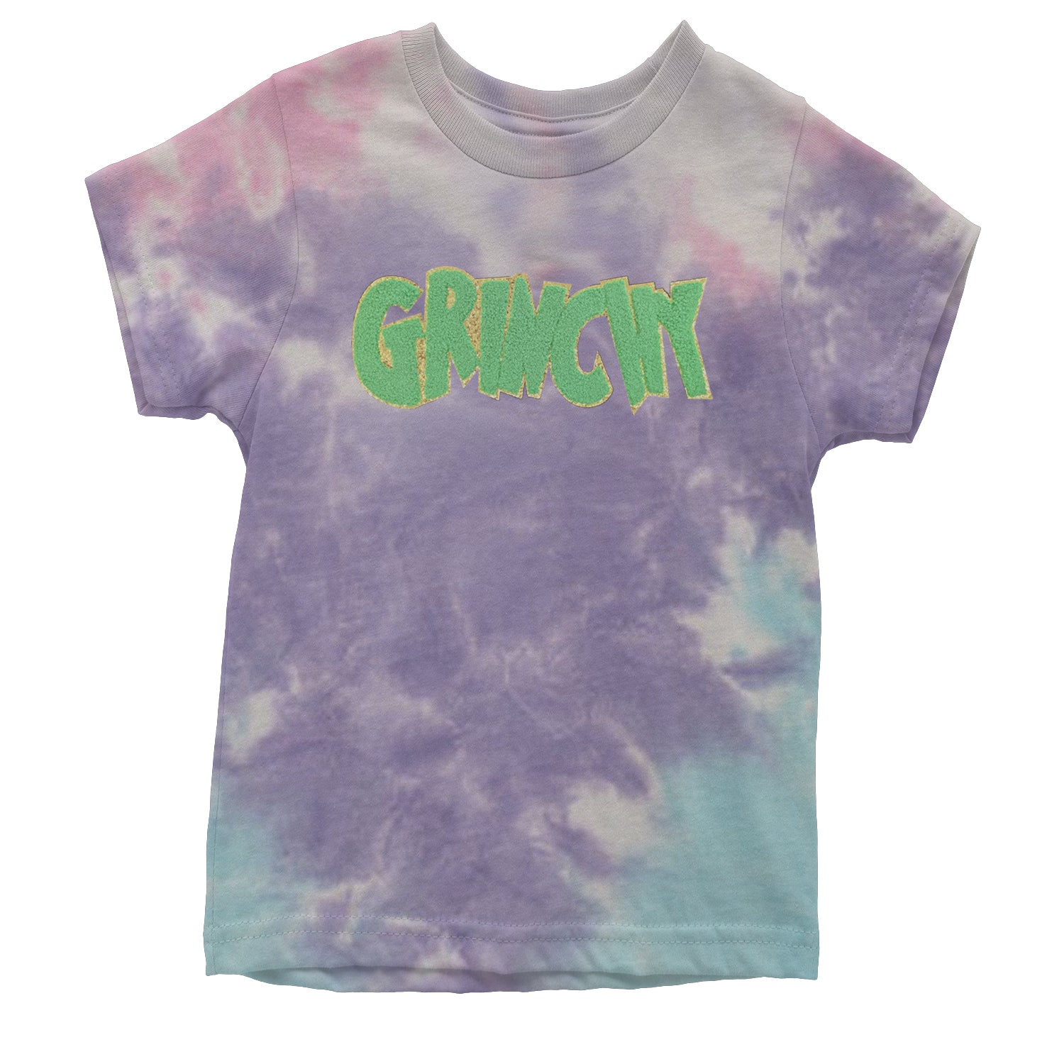 Green Gr-nchy Chenille Patch Youth T-shirt Tie-Dye Cotton Candy