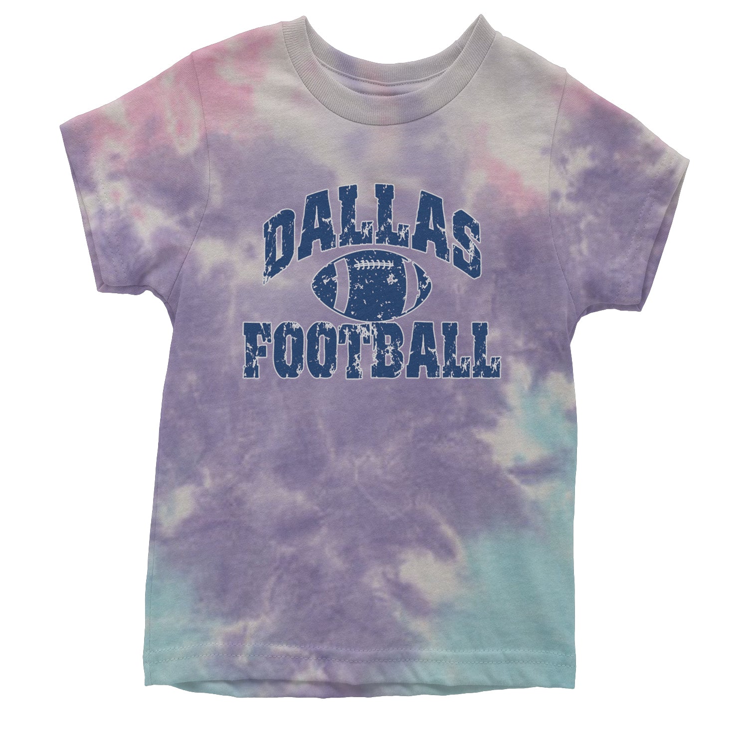 Dallas Distressed Football Youth T-shirt Tie-Dye Cotton Candy