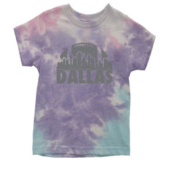 Dallas Texas Skyline Youth T-shirt Tie-Dye Cotton Candy