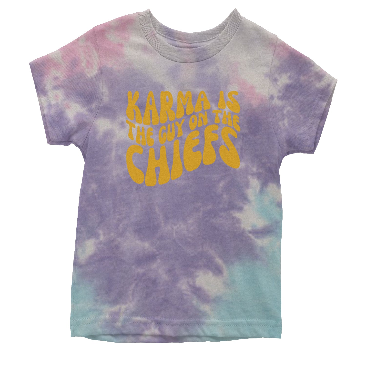 Karma Is The Guy On The Chiefs Boyfriend Youth T-shirt Tie-Dye Cotton Candy