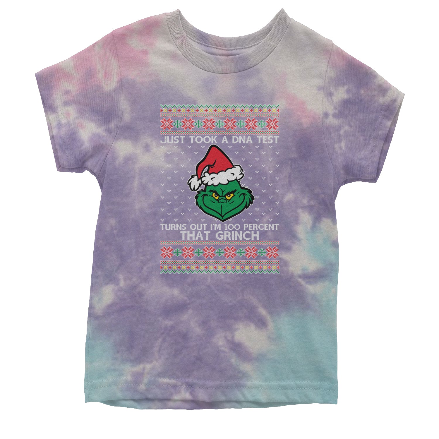 One Hundred Percent That Gr-nch Ugly Christmas Youth T-shirt Tie-Dye Cotton Candy