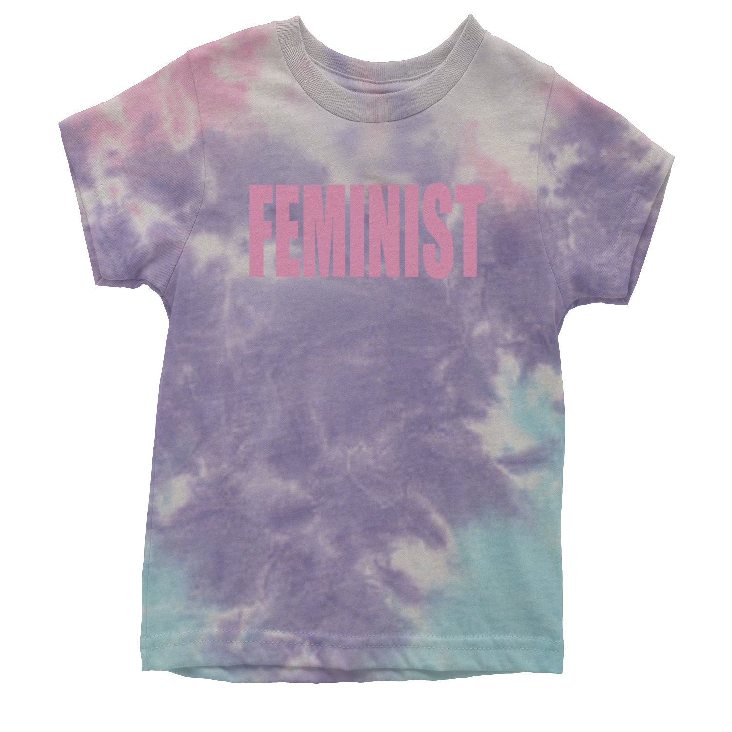 Feminist (Pink Print) Youth T-shirt Tie-Dye Cotton Candy