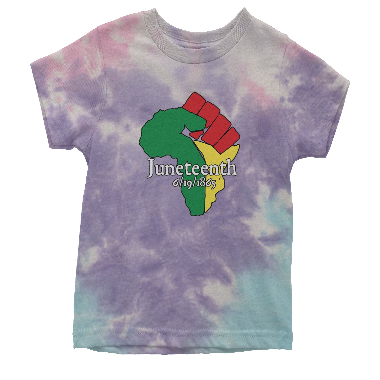 Juneteenth Raised Fist Africa Celebrate Emancipation Day Youth T-shirt Tie-Dye Cotton Candy