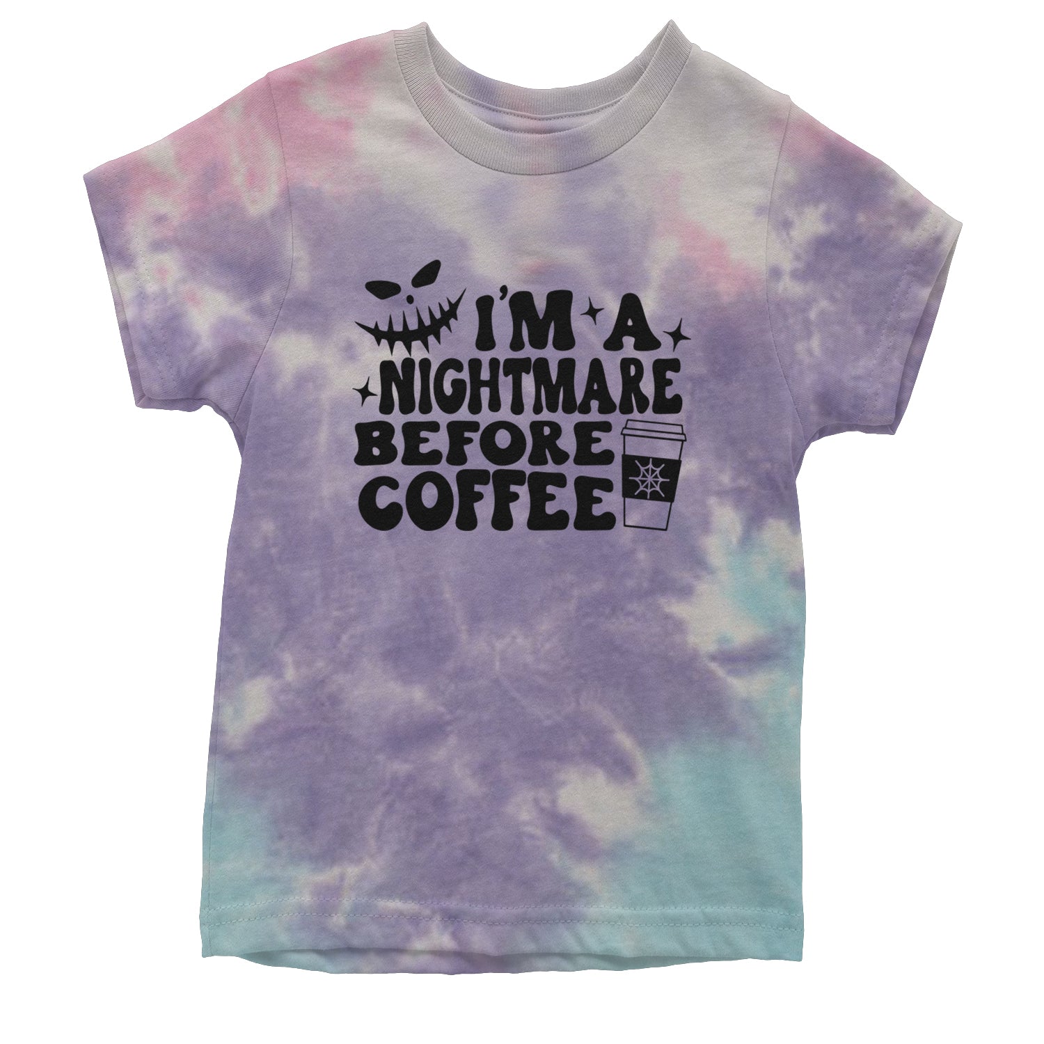 I'm A Nightmare Before Coffee Youth T-shirt Tie-Dye Cotton Candy