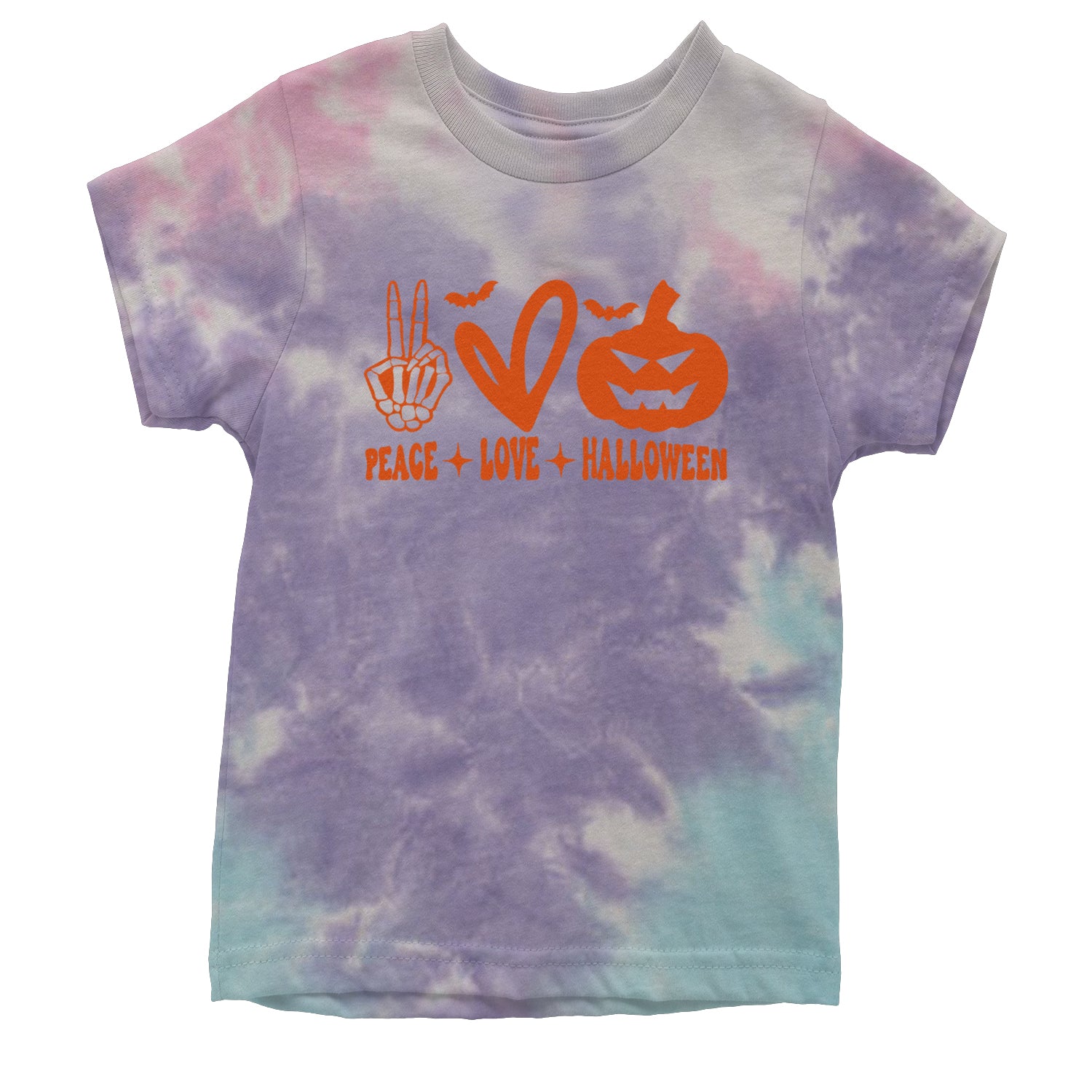 Peace, Love and Halloween Youth T-shirt Tie-Dye Cotton Candy