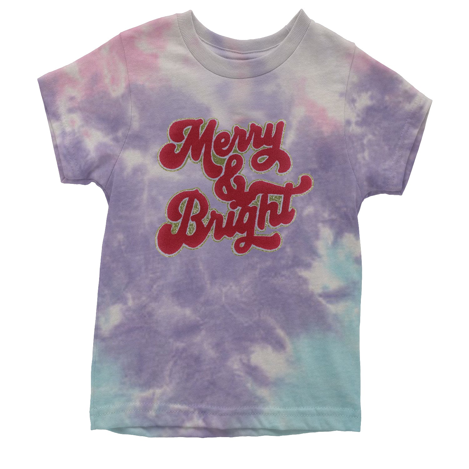 Merry & Bright Chenille Glitter Youth T-shirt Tie-Dye Cotton Candy