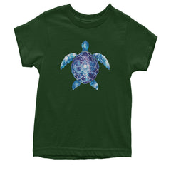 Ocean Aura Tie-Dye Sea Turtle Youth T-shirt Forest Green