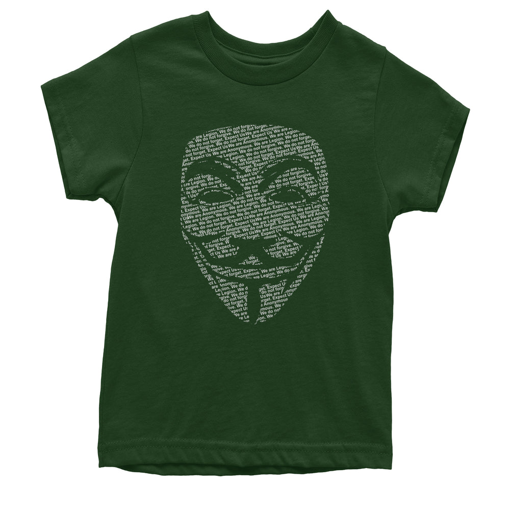 V For Vendetta Anonymous Mask Youth T-shirt Forest Green