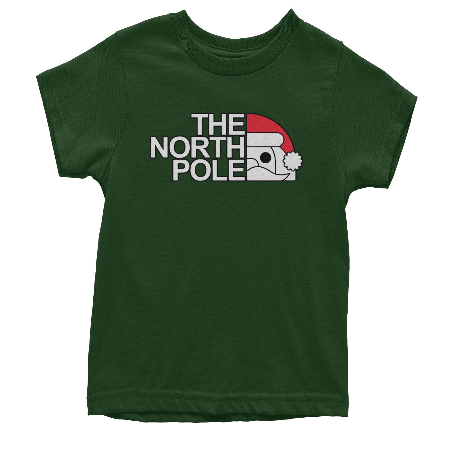 The North Pole Santa Face Youth T-shirt Forest Green