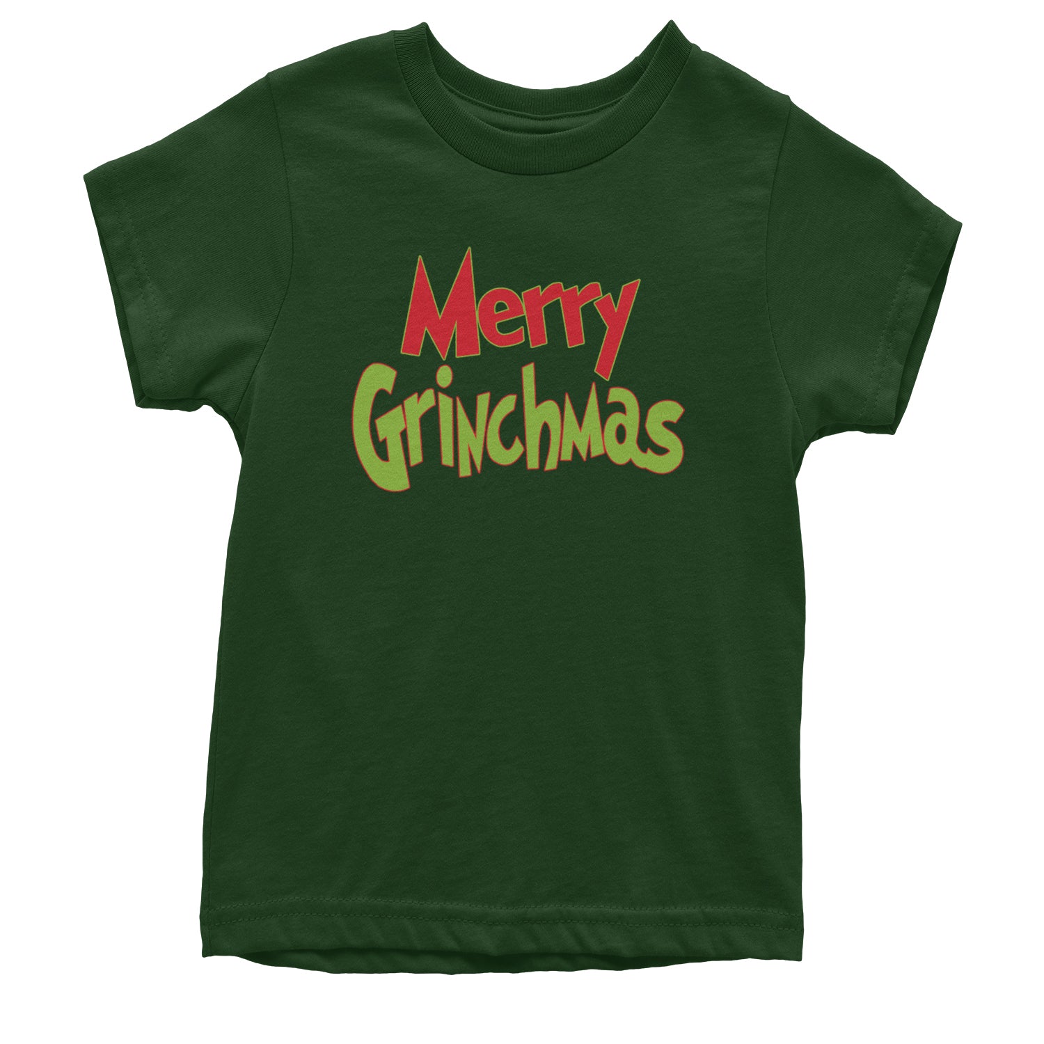 Merry Grinchmas Jolly Merry Christmas Youth T-shirt Forest Green