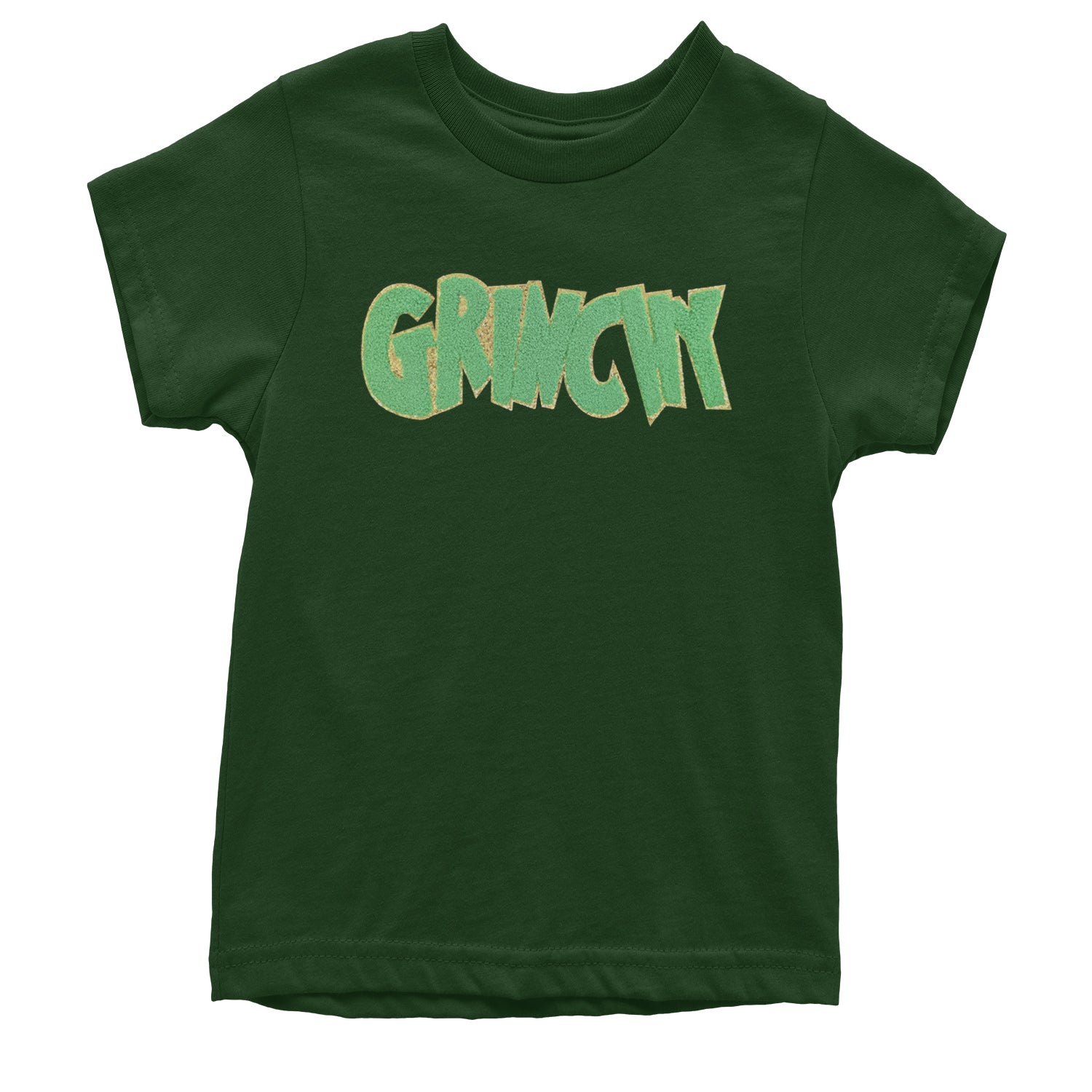 Green Gr-nchy Chenille Patch Youth T-shirt Black