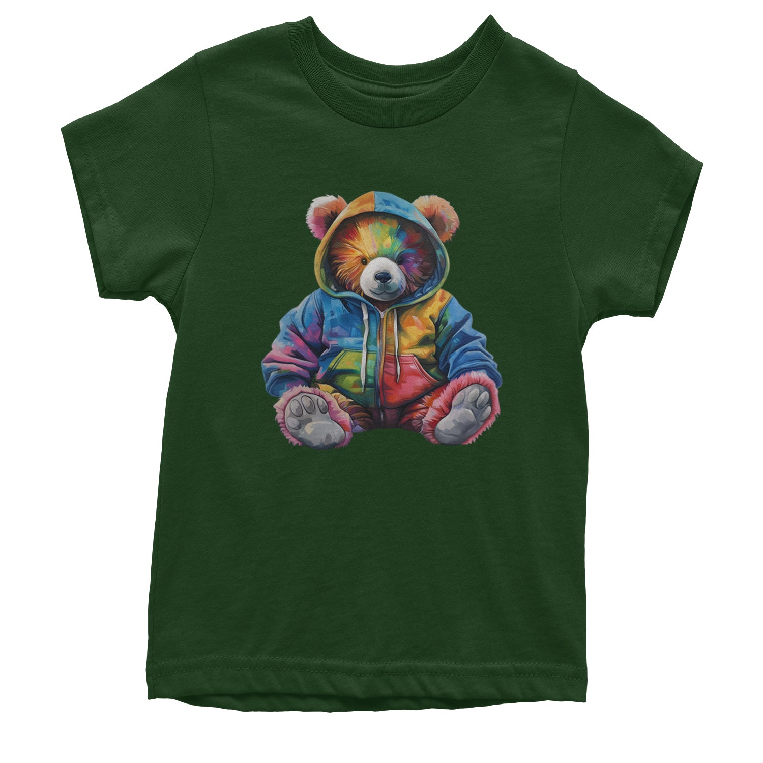 Rainbow Streetwear Urban Graffiti Bear Youth T-shirt Black