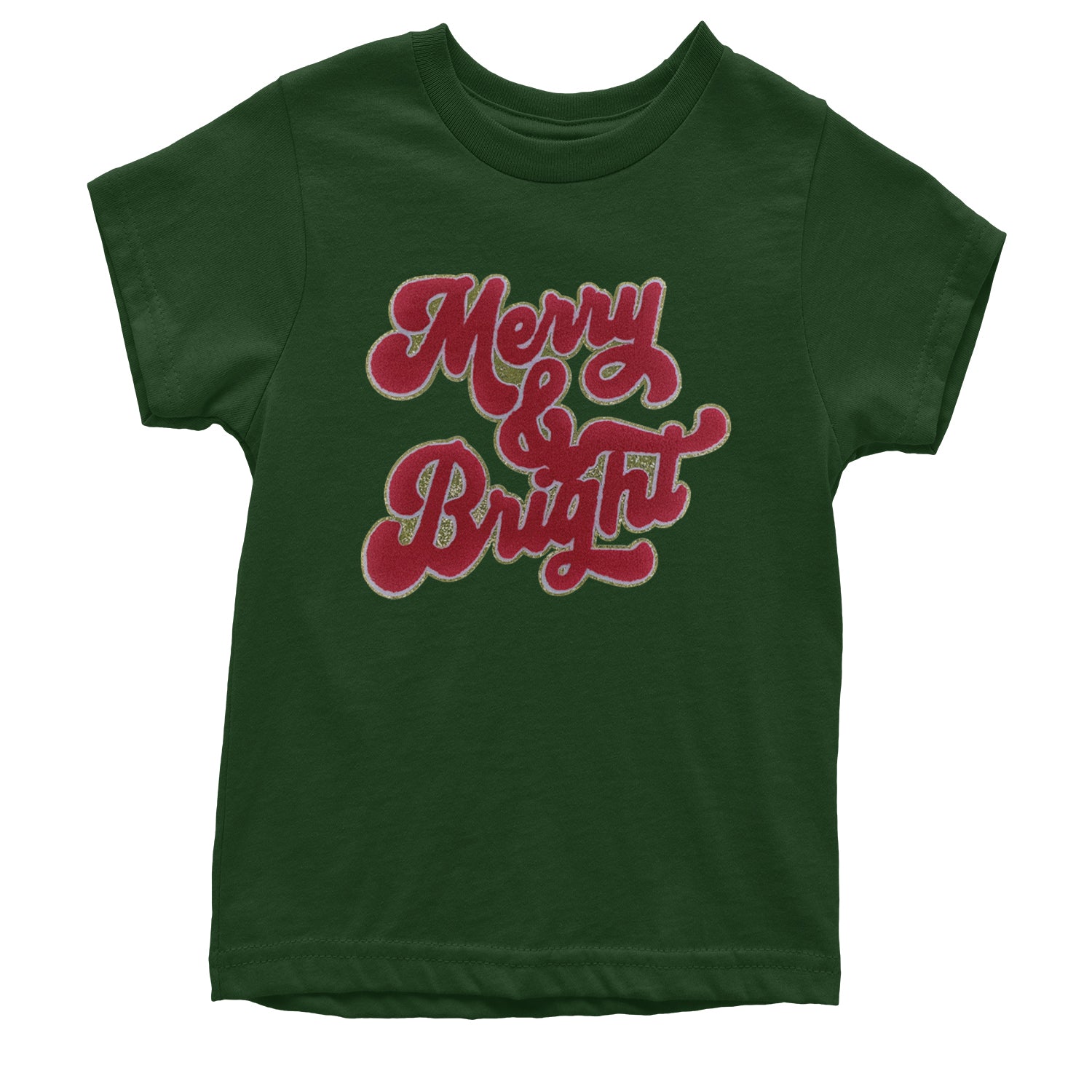 Merry & Bright Chenille Glitter Youth T-shirt Black