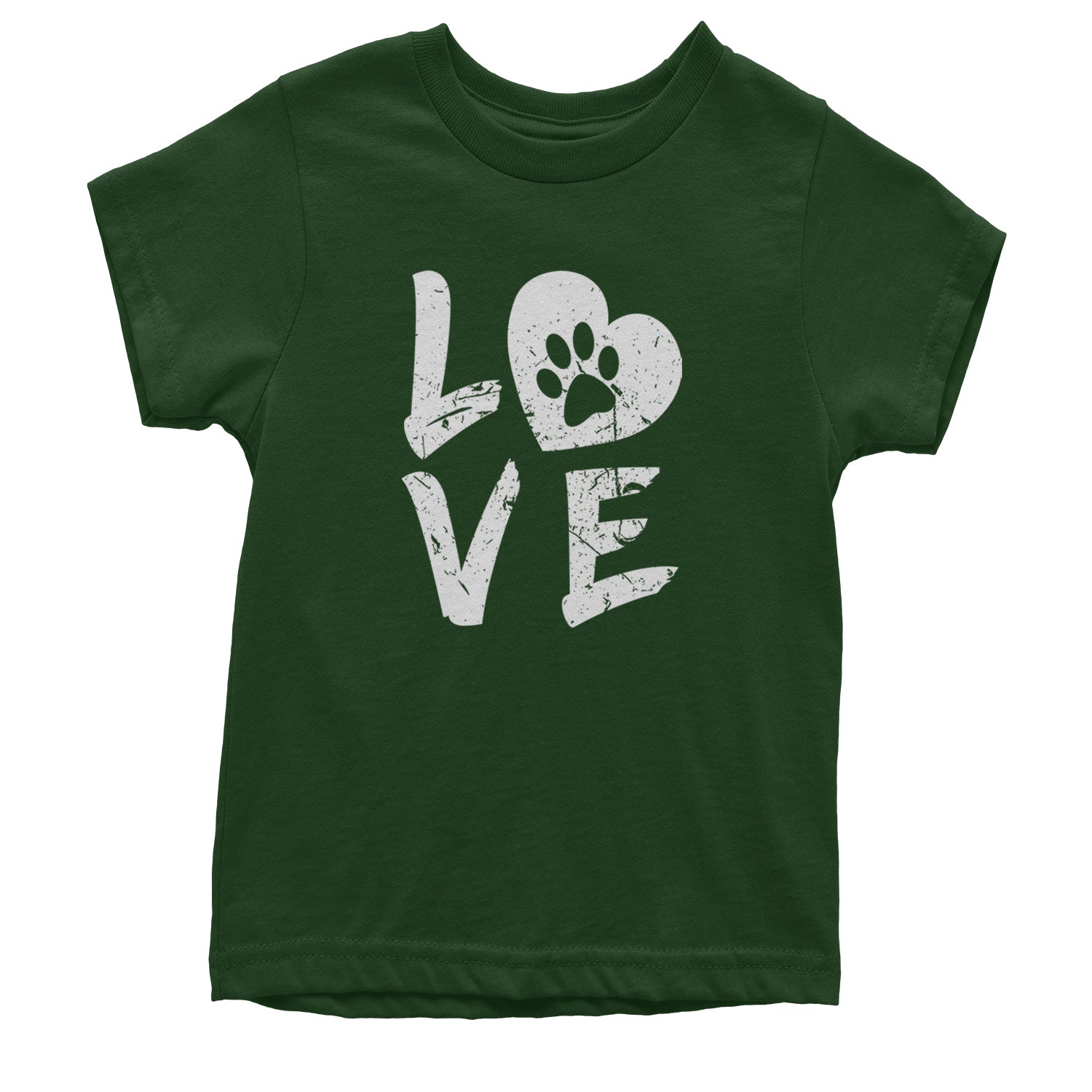 I Love My Dog Paw Print  Youth T-shirt Black