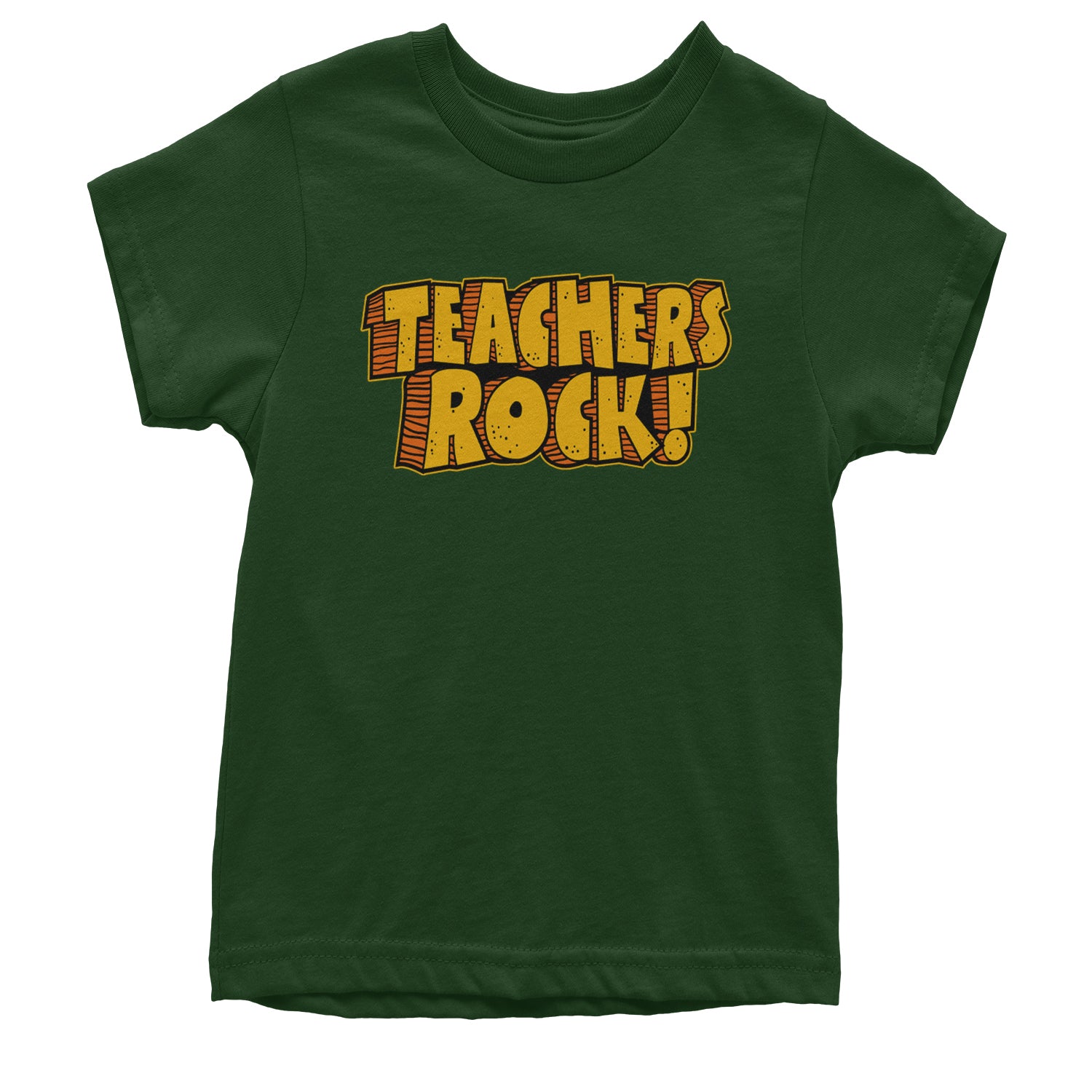 Teachers Rock Retro Youth T-shirt Forest Green