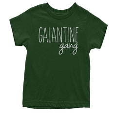 Galentine Gang Valentine's Shirt graphic on Kids' Heavyweight Cotton T-Shirt in Forest Green