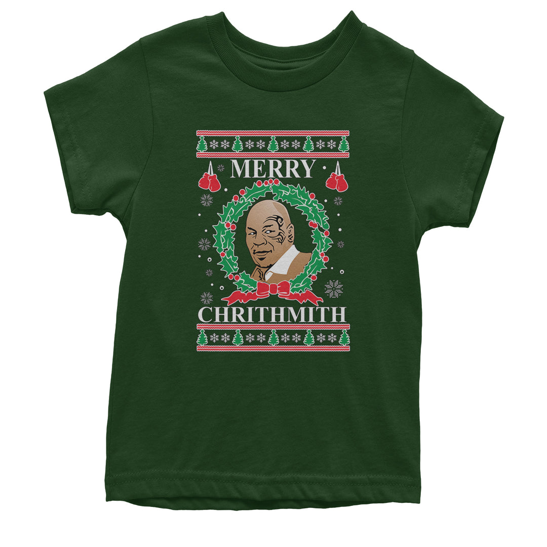 Merry Chrithmith Ugly Christmas Youth T-shirt Forest Green