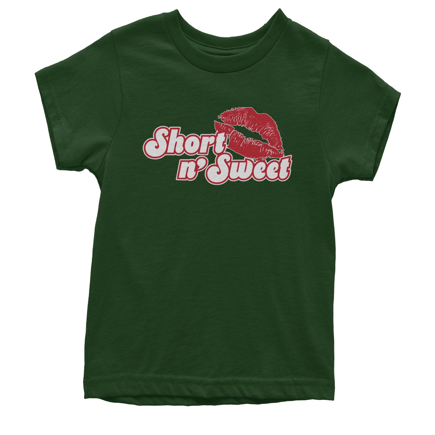 Short N' Sweet Red Lips Youth T-shirt Forest Green