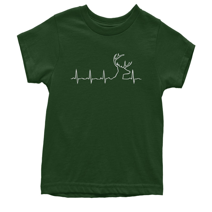 Hunting Heartbeat Deer Hunter Buck Stag Antlers  Youth T-shirt