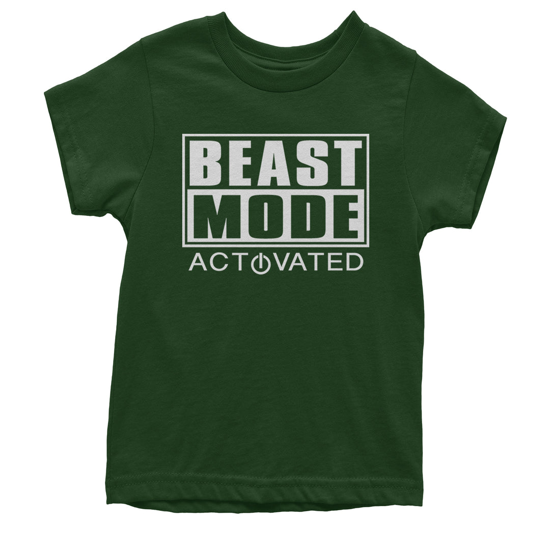 Activated Beast Mode Workout Gym Clothing Youth T-shirt Forest Green