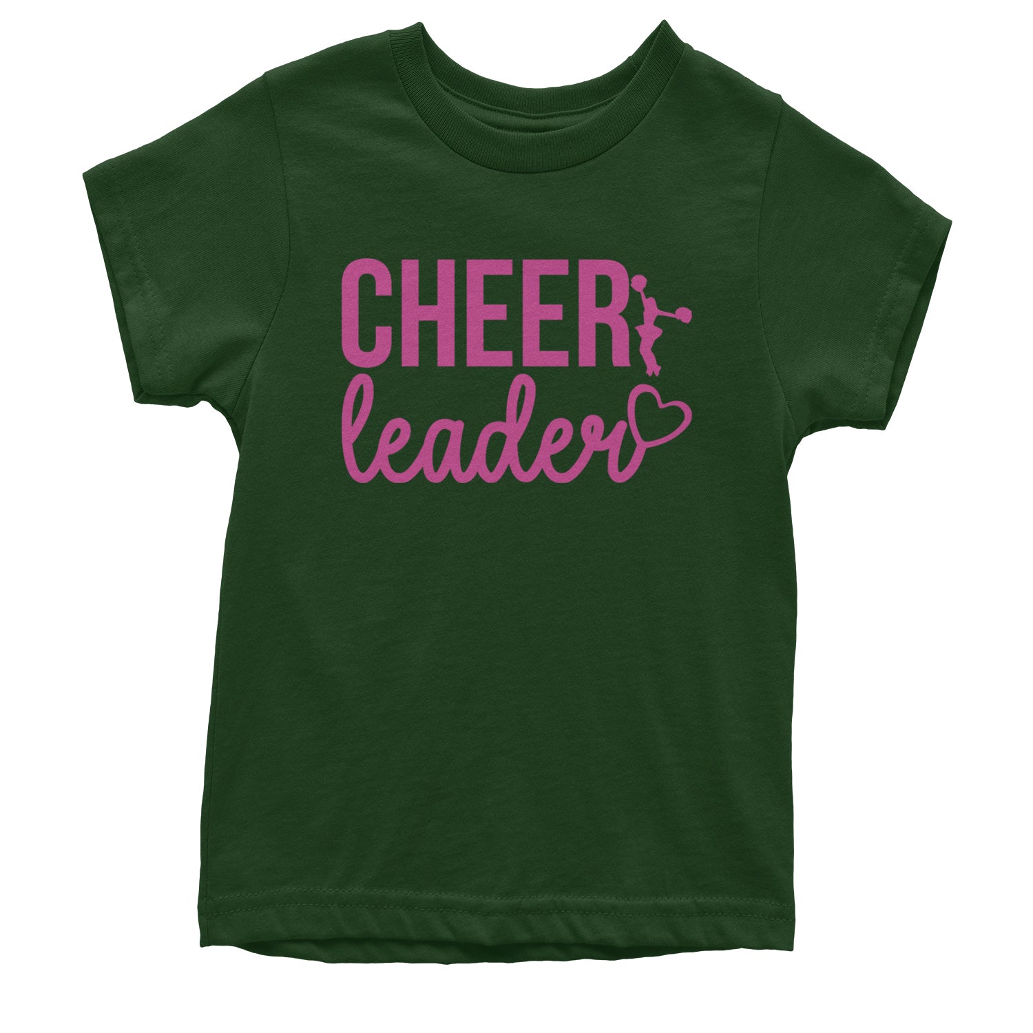 Cheerleader Heart Love Youth T-shirt Forest Green