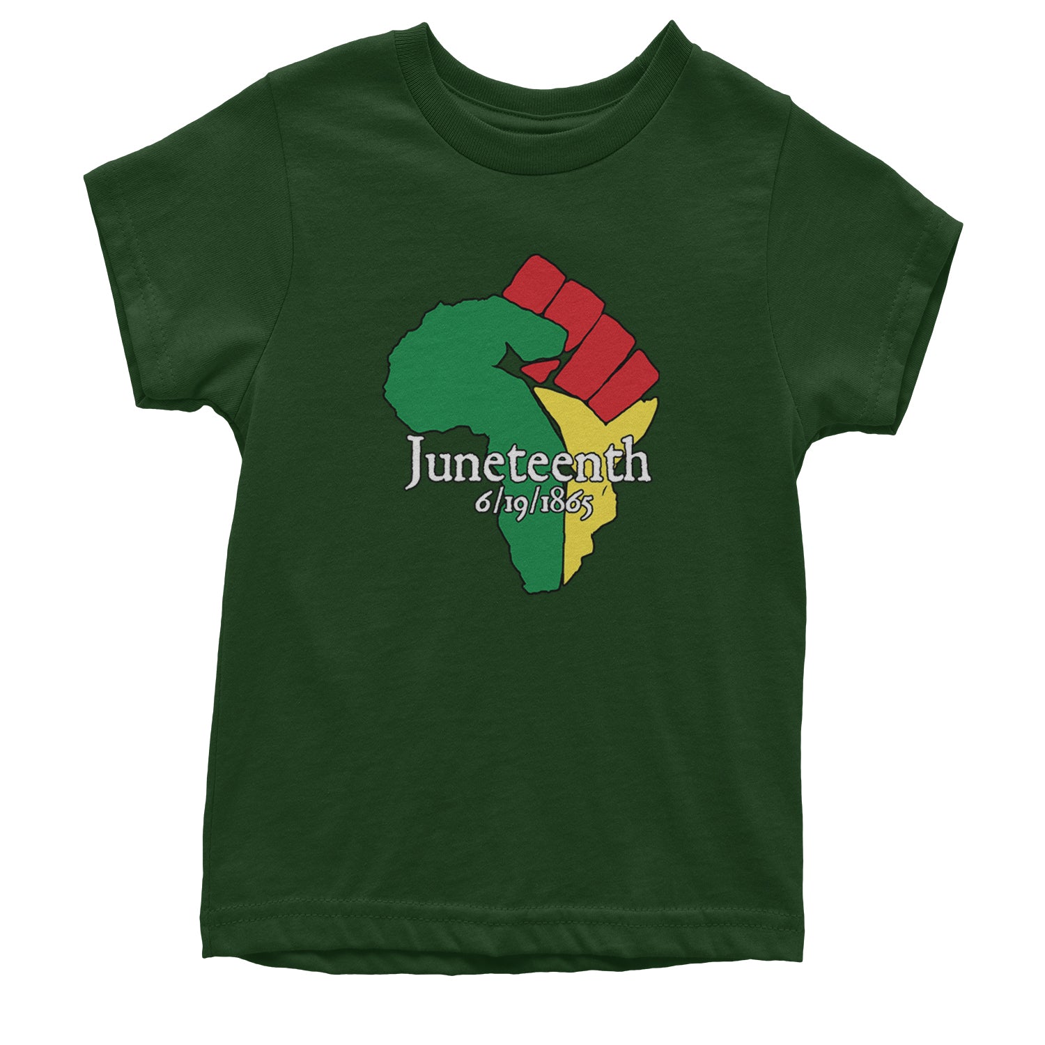 Juneteenth Raised Fist Africa Celebrate Emancipation Day Youth T-shirt Forest Green