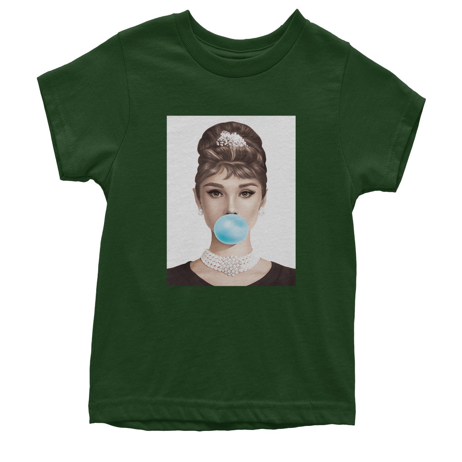 Audrey Hepburn Chewing Bubble Gum American Icon Youth T-shirt Black
