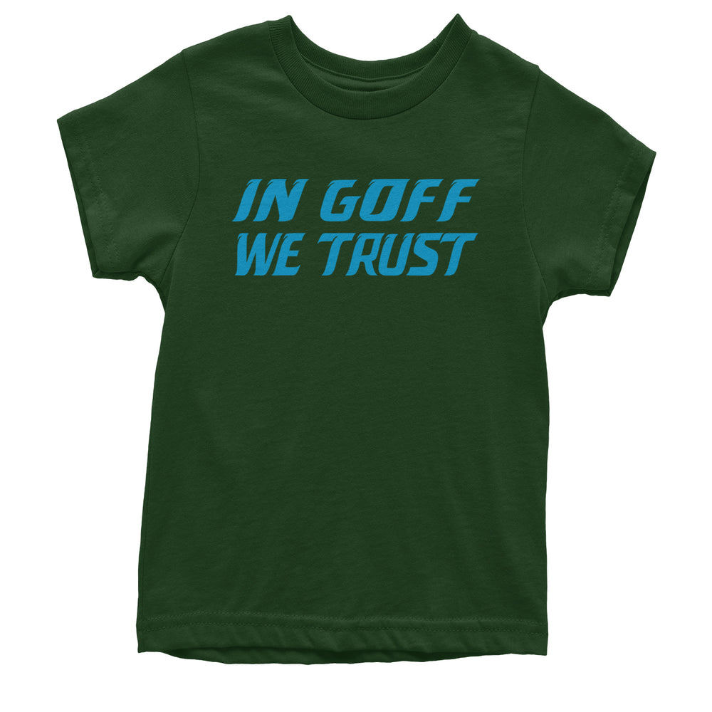 In Goff We Trust Detroit graphic on Kids' Heavyweight Cotton T-Shirt in Forest Green