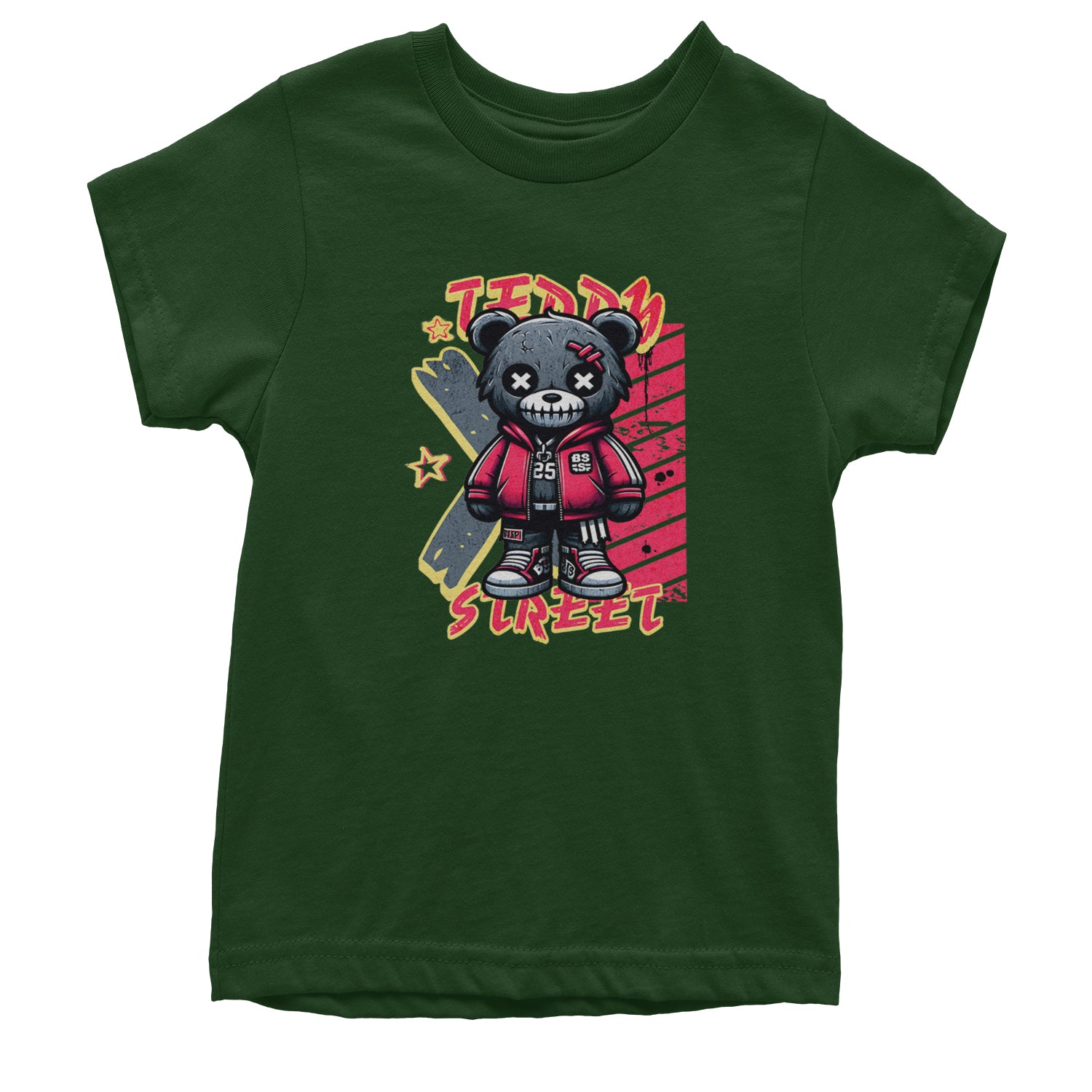 Teddy Attitude Urban Graffiti Bear Youth T-shirt Black