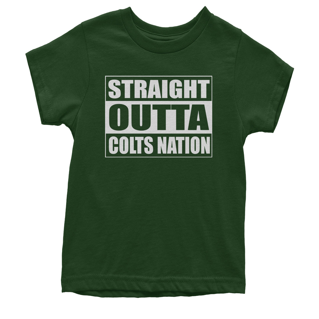 Straight Outta Colts Nation Football  Youth T-shirt Forest Green