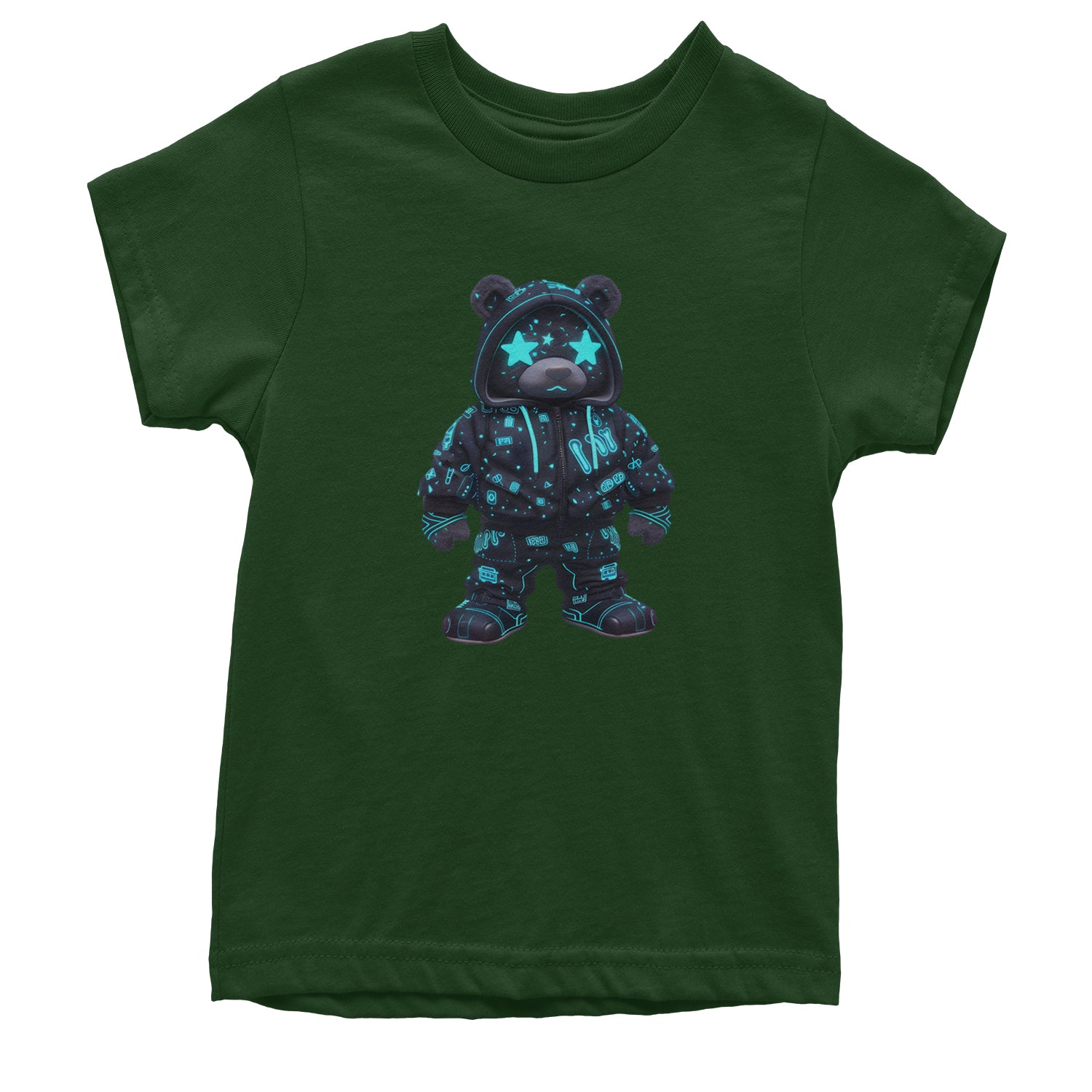 Starry Eyed Vaporwave Urban Graffiti Bear Youth T-shirt Black