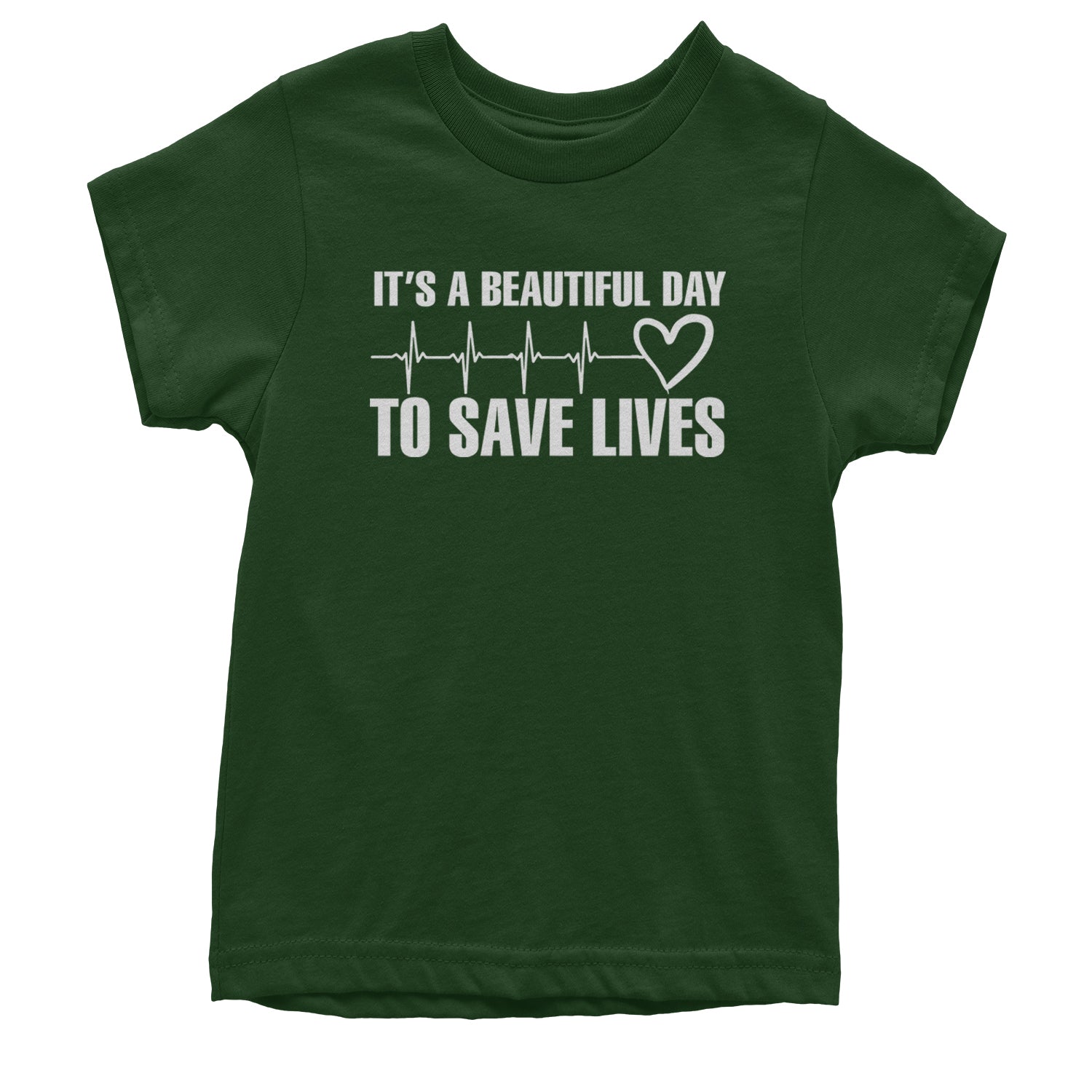 It's A Beautiful Day To Save Lives Nurse Doctor EKG Youth T-shirt Black