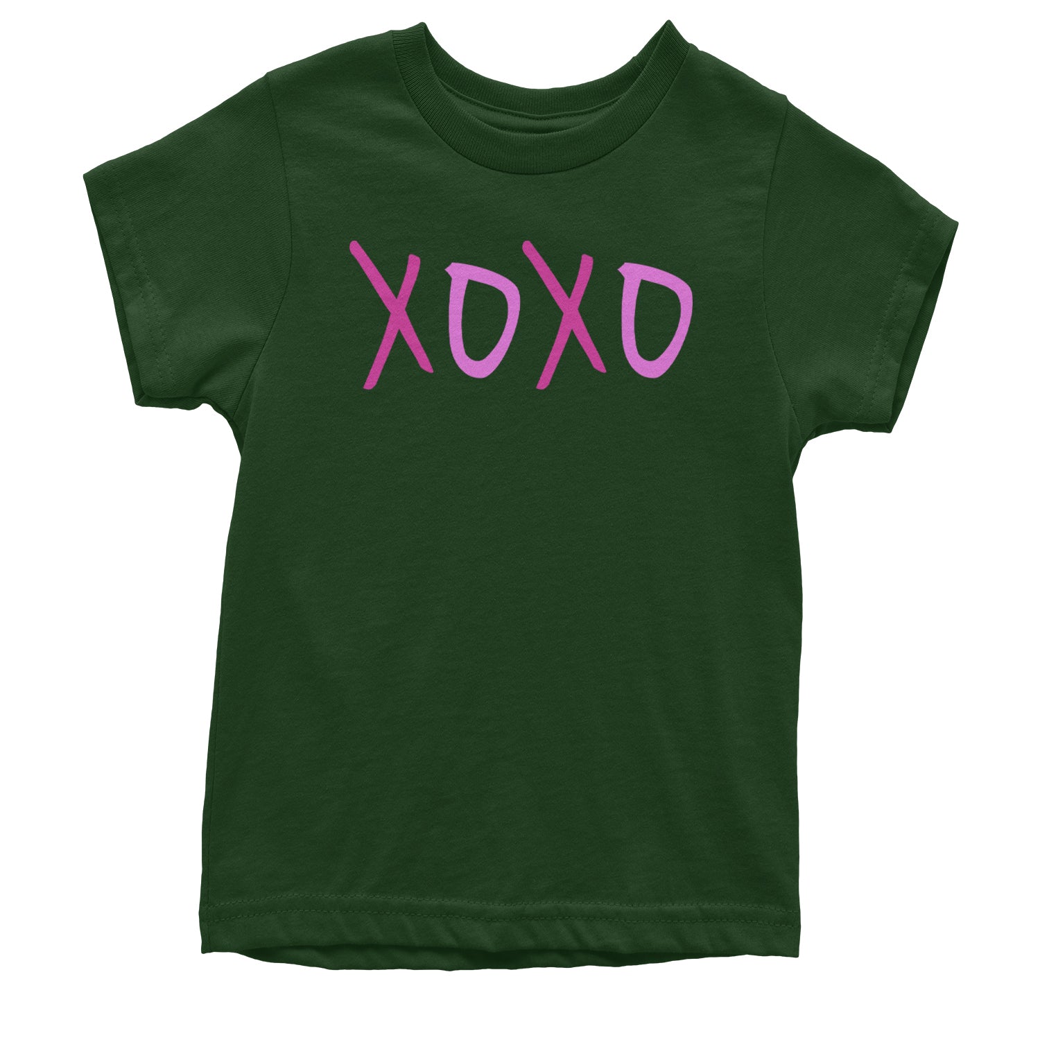 XOXO Pink Print Youth T-shirt Forest Green