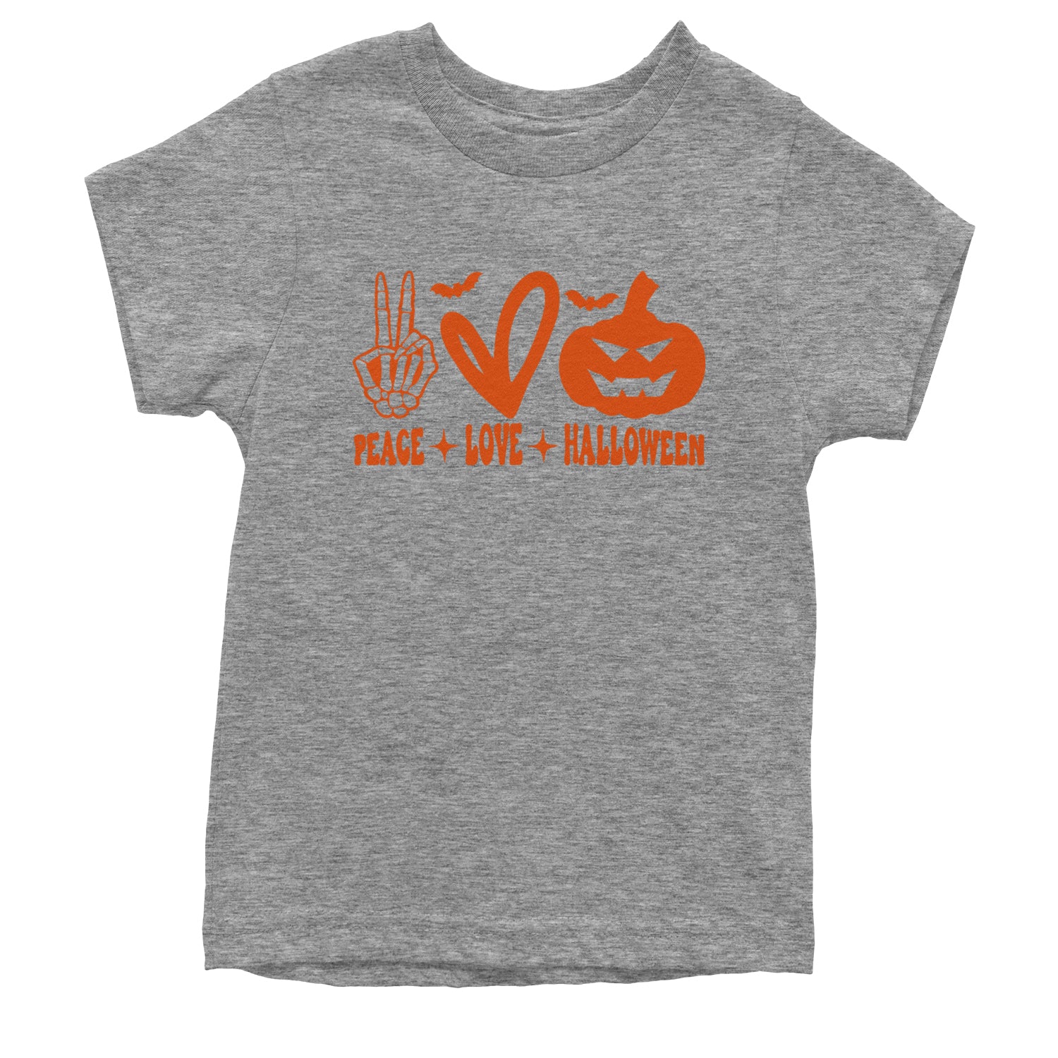 Peace, Love and Halloween Youth T-shirt Heather Grey