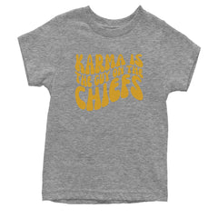 Karma Is The Guy On The Chiefs Boyfriend Youth T-shirt Heather Grey