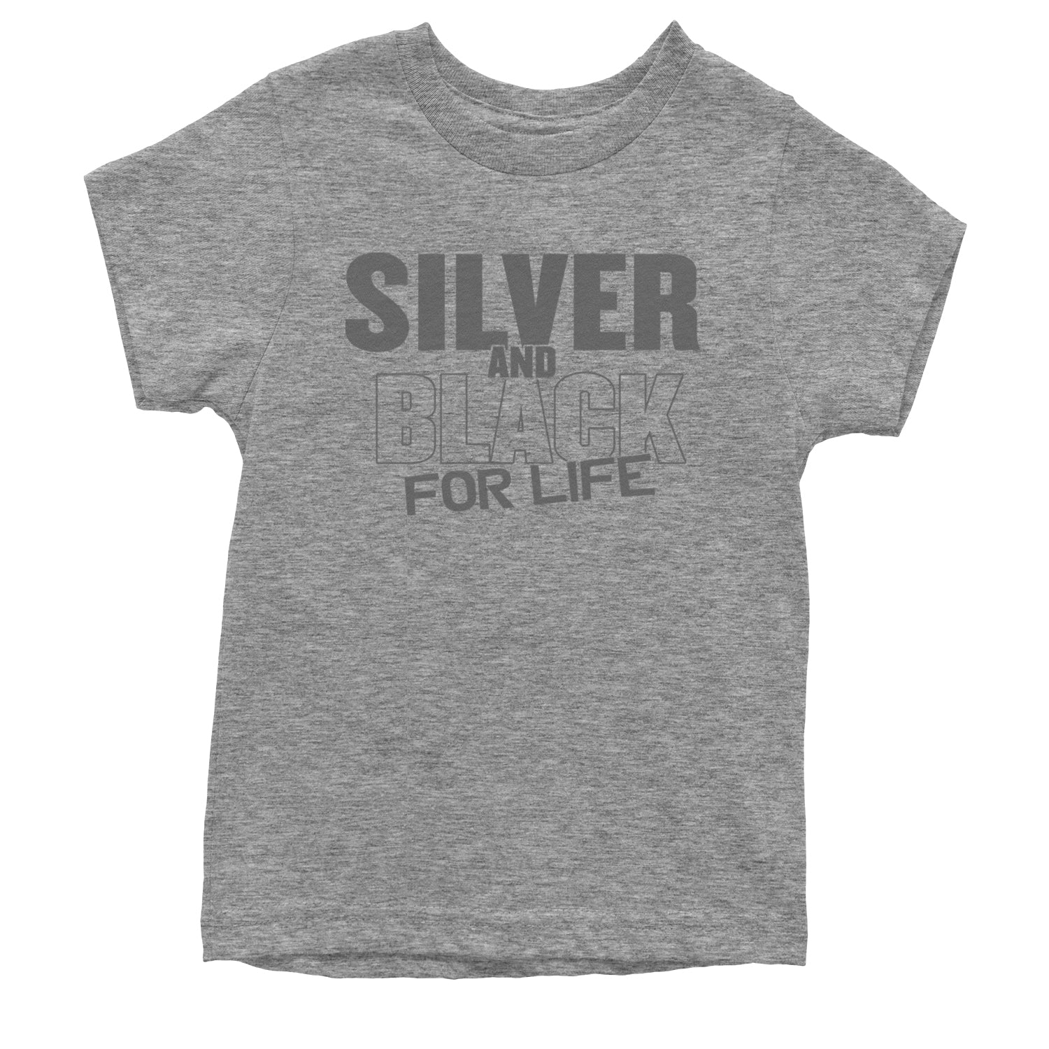 Silver And Black For Life Football Fan Youth T-shirt Heather Grey