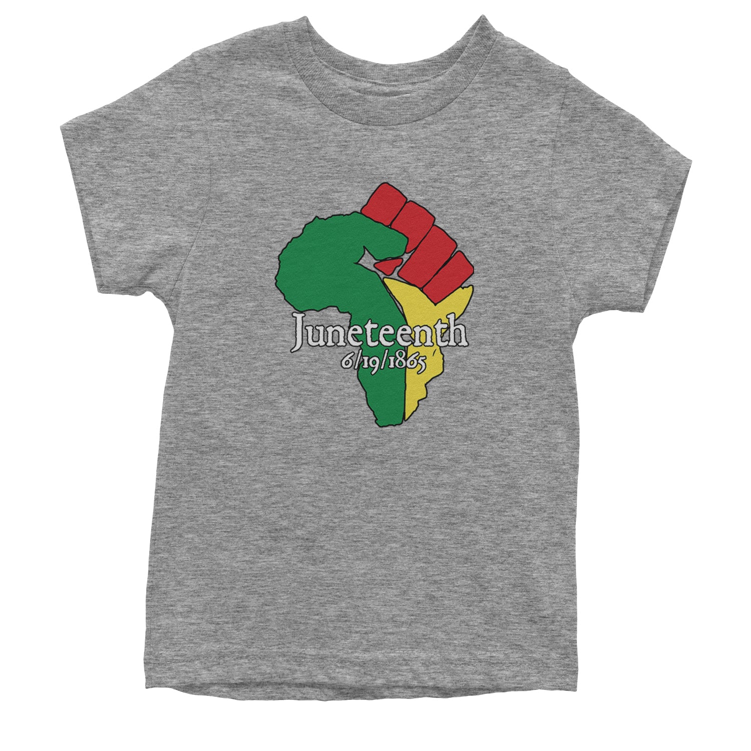 Juneteenth Raised Fist Africa Celebrate Emancipation Day Youth T-shirt Heather Grey