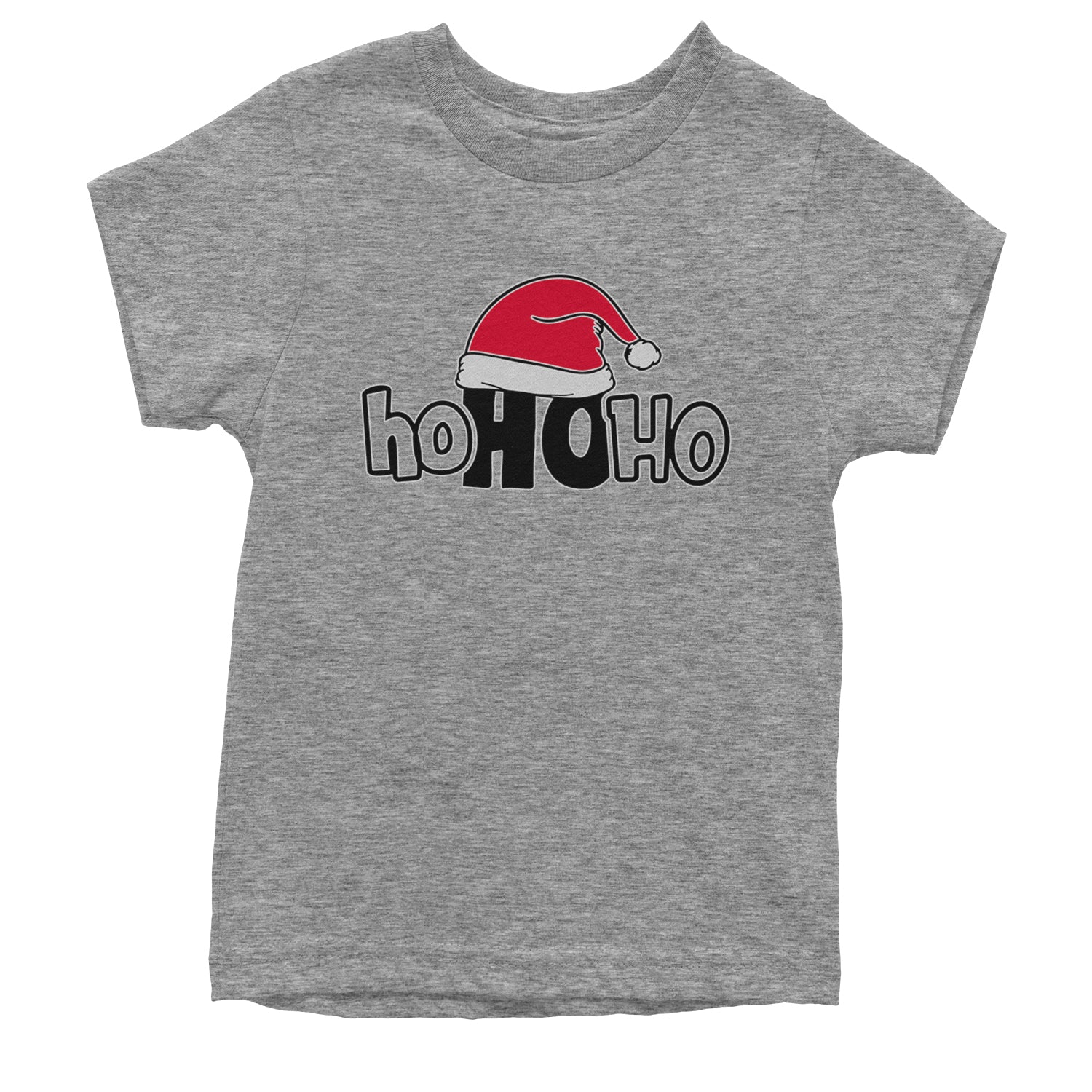 Ho Ho Ho Santa Christmas Hat Youth T-shirt Heather Grey