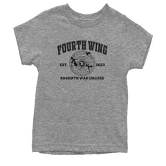 Kids' Heavyweight Cotton T-Shirt with Fourth Wing Basgiath War College dragon crest and "Fly... or die" motto